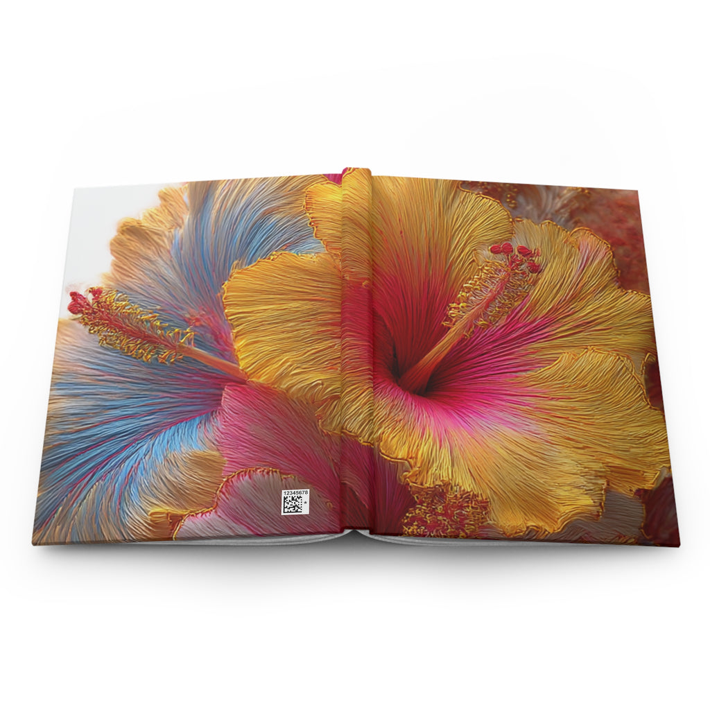 Hibiscus Flower Hardcover Journal | 3D Embroidery Style