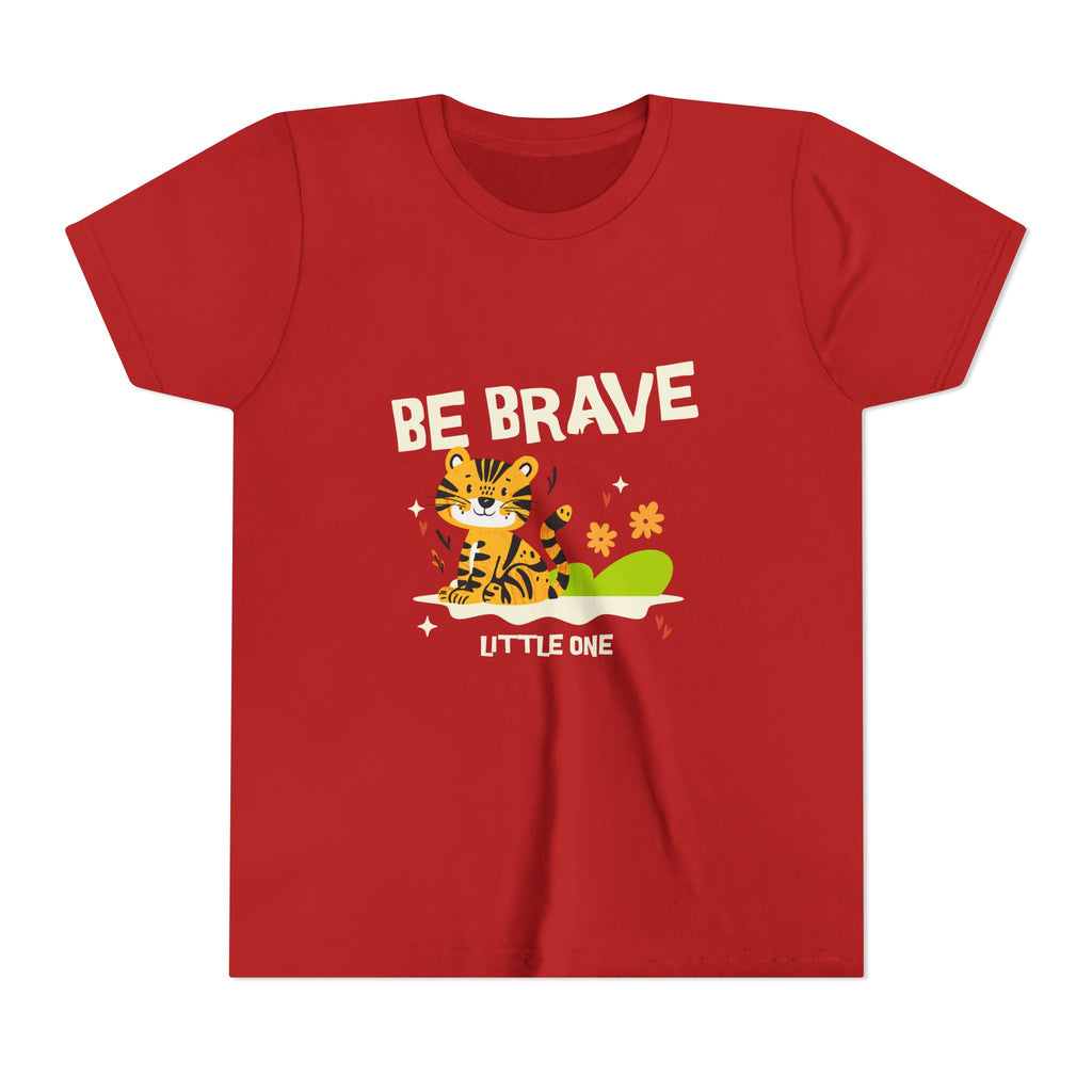 Be Brave Little One | Kids Motivational Graphic Tiger Floral Garden T-Shirt