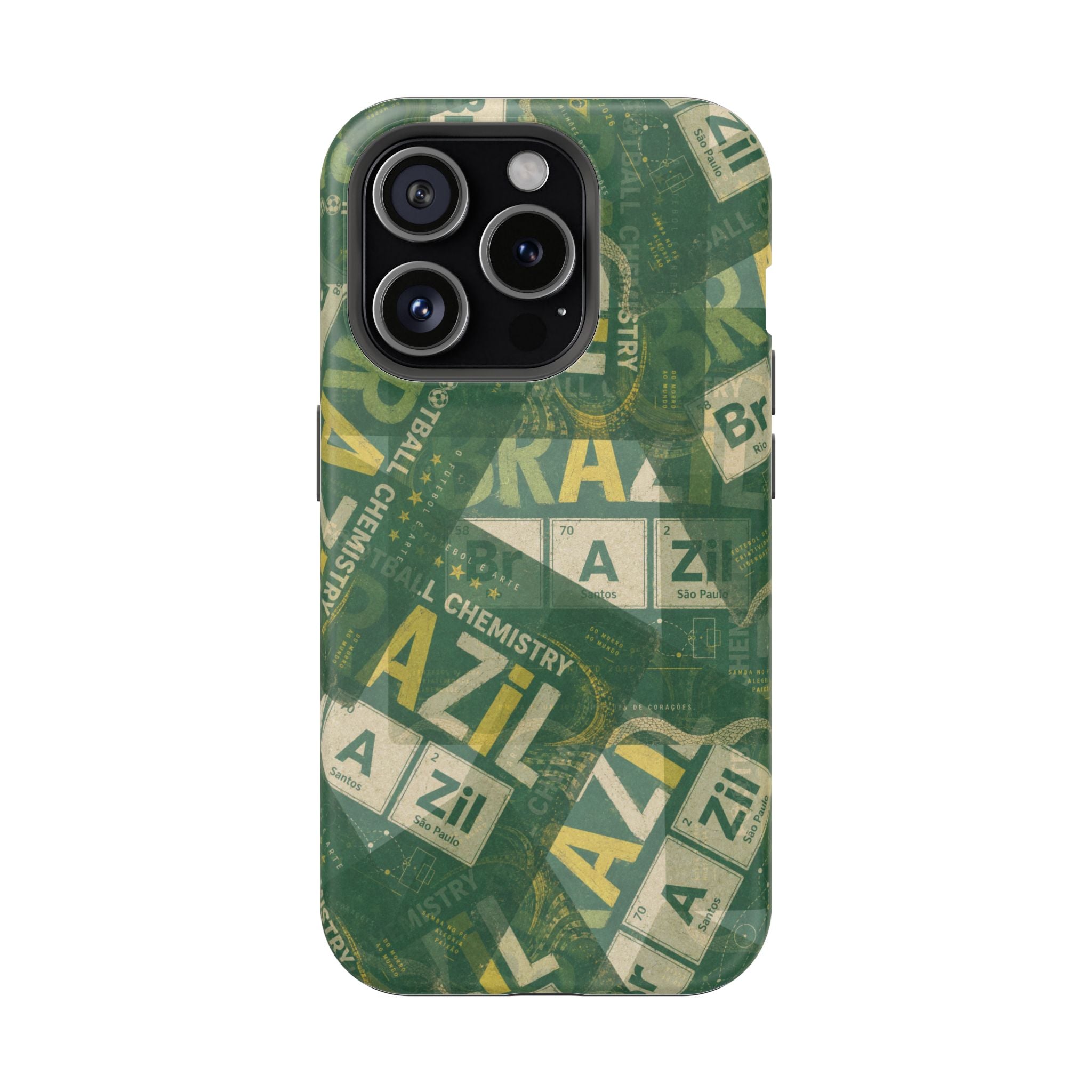 Brazil Football Phone Case | Green, gold, and chemistry.