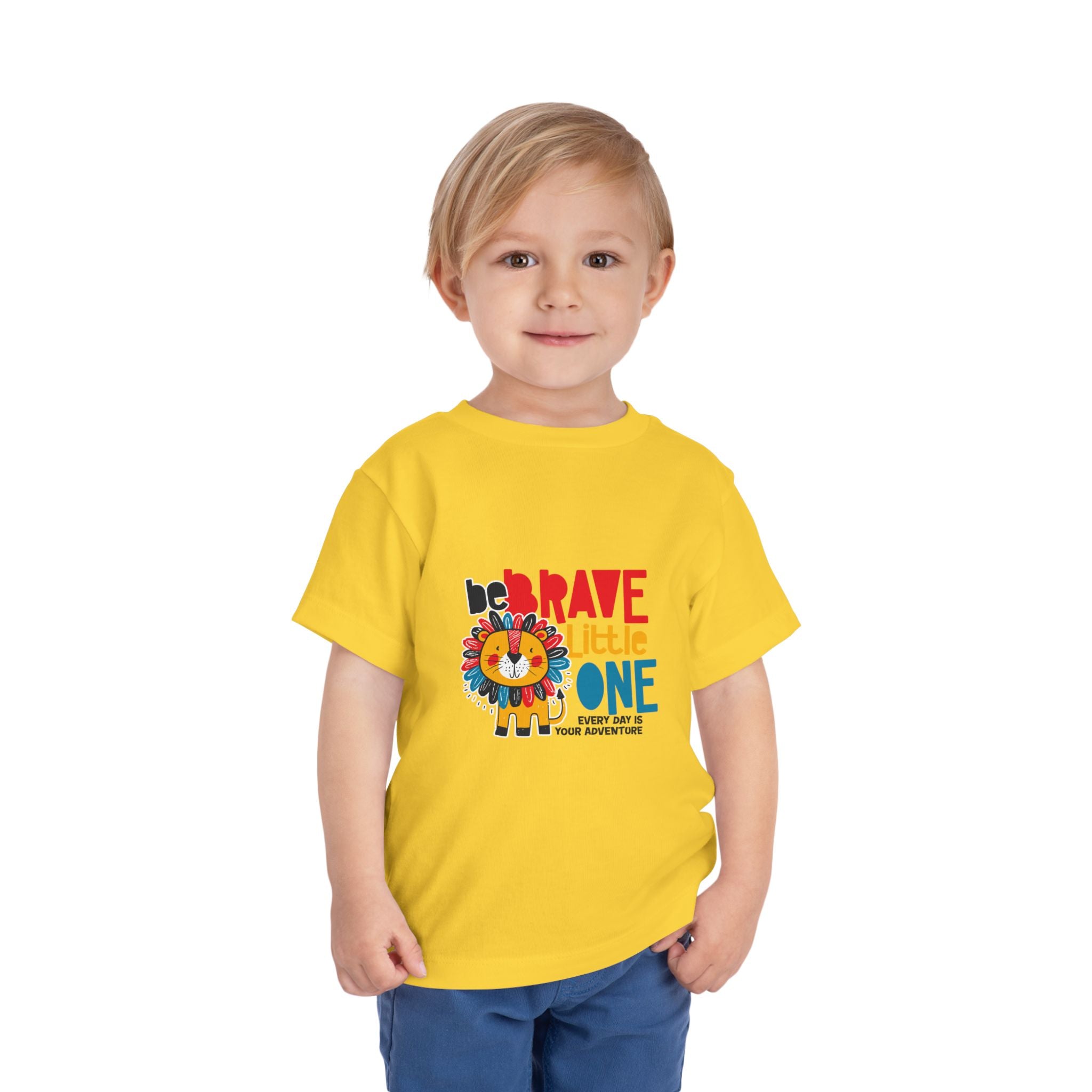Be Brave Little One | Toddler Motivational Graphic Cute Colourful Lion T-Shirt