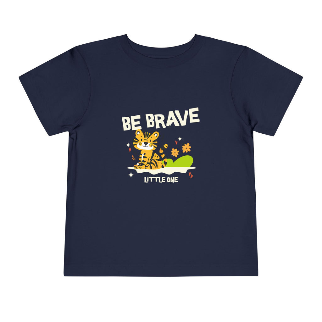 Be Brave Little One | Toddler Motivational Graphic Tiger Floral Garden T-Shirt