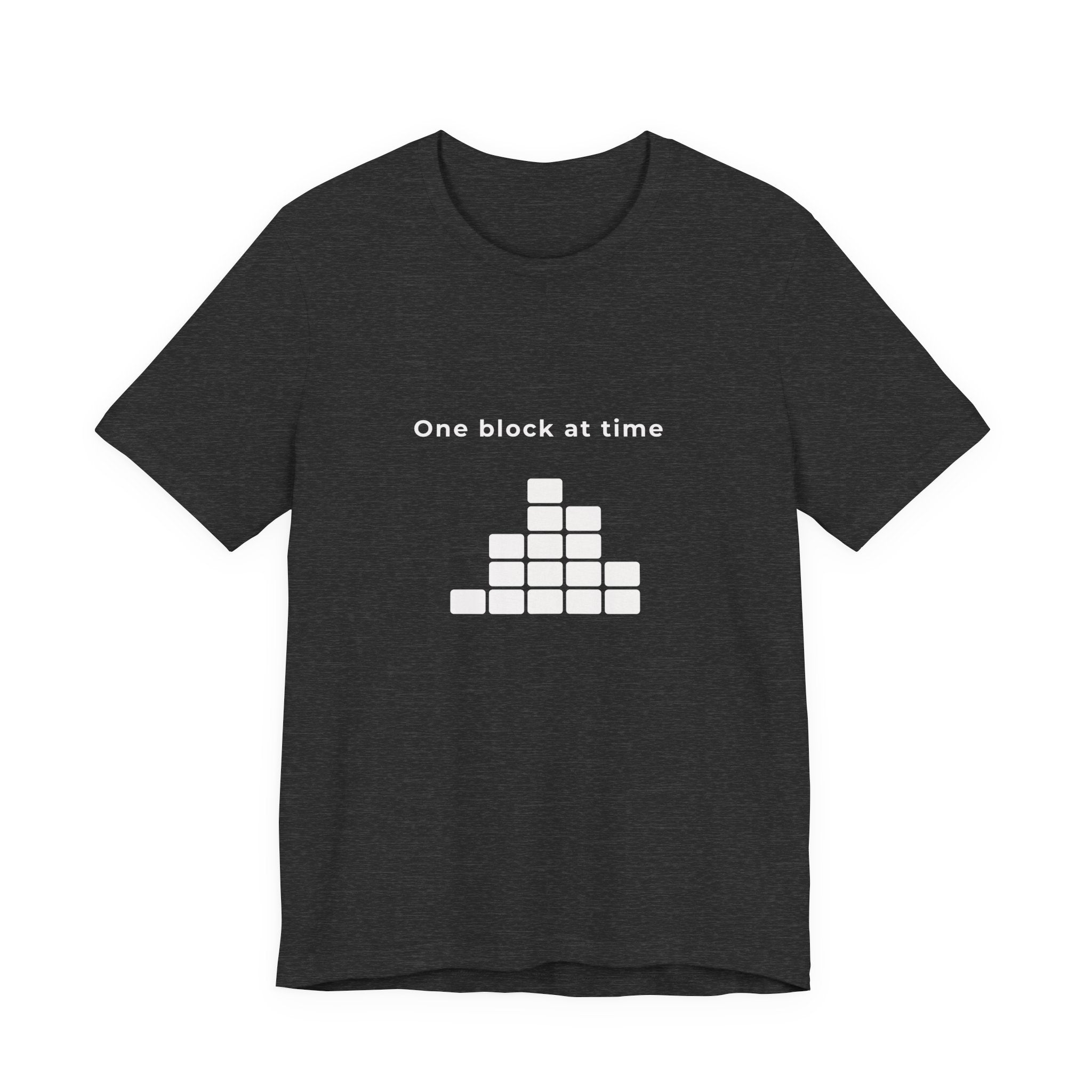 One Block at a Time | Men's Motivational Graphic Grid Progress T-Shirt