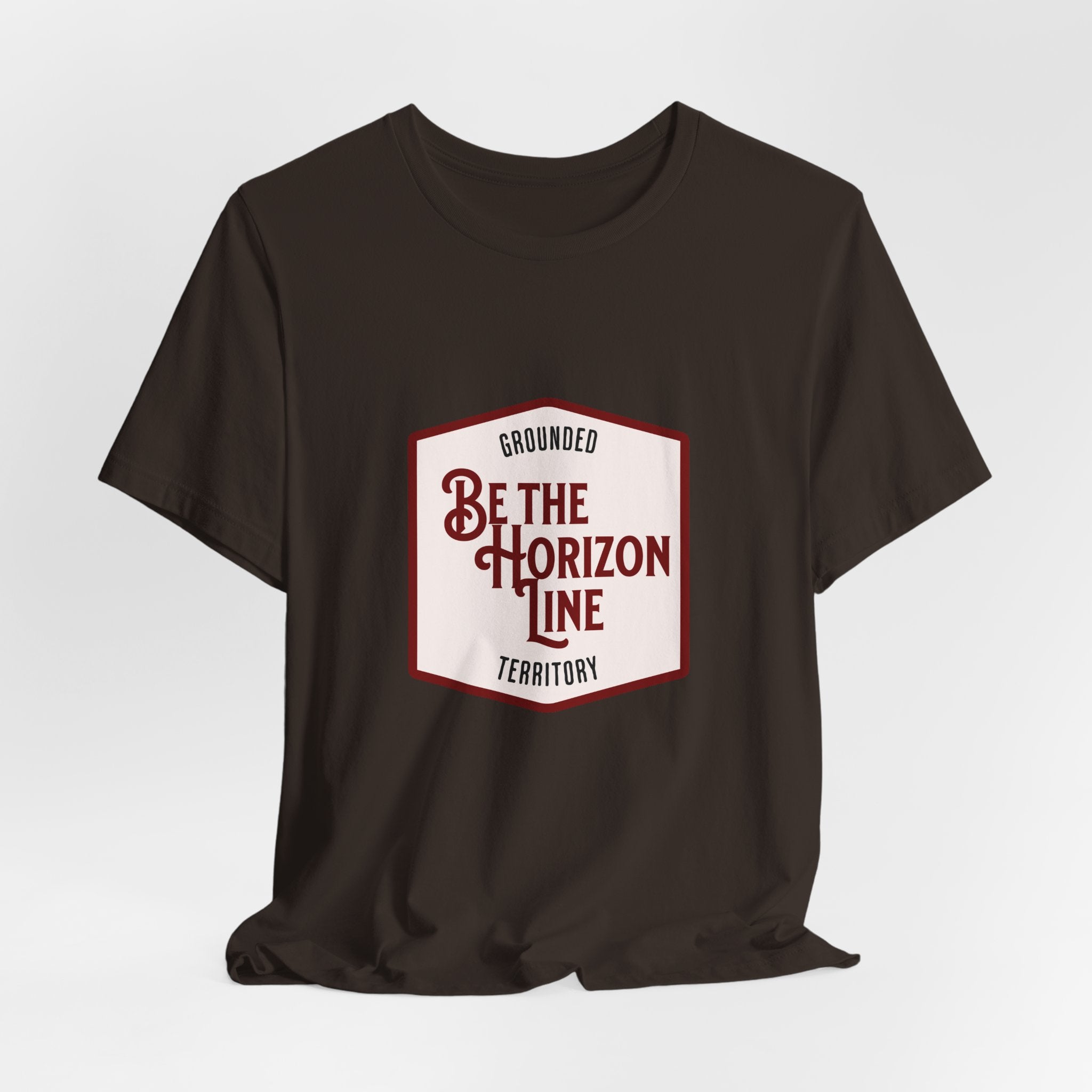 Be the horizon Line | Women's Motivational Graphic Shield Style Emblem T-Shirt