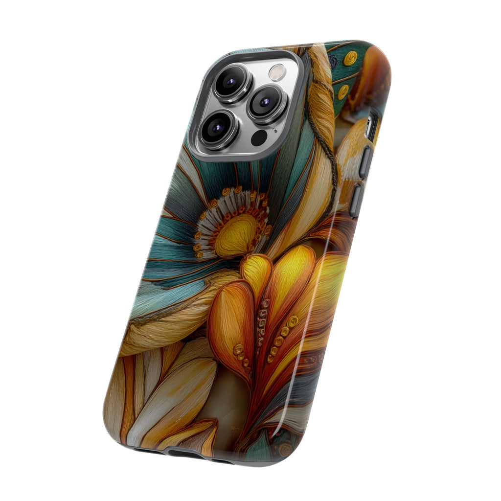 Sculpted Bloom Phone Case | 3D Embroidery style Botanical