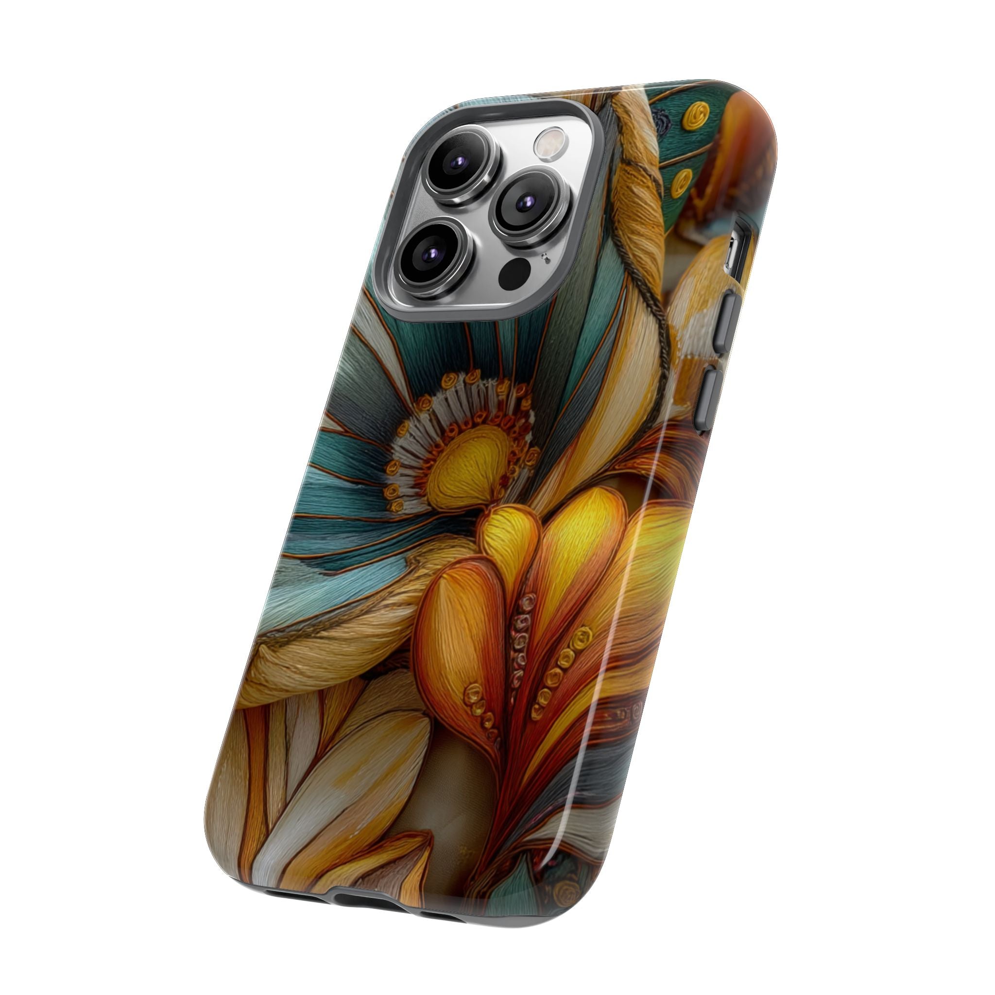 Sculpted Bloom Phone Case | 3D Embroidery style Botanical