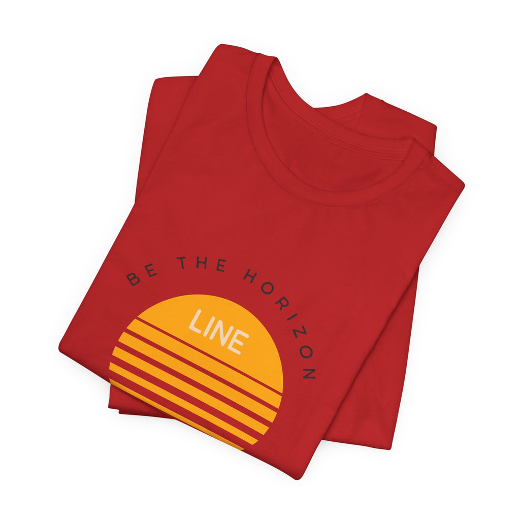 Be the horizon Line | Women's Motivational Graphic Circular Amber Wave Sunrise T-Shirt
