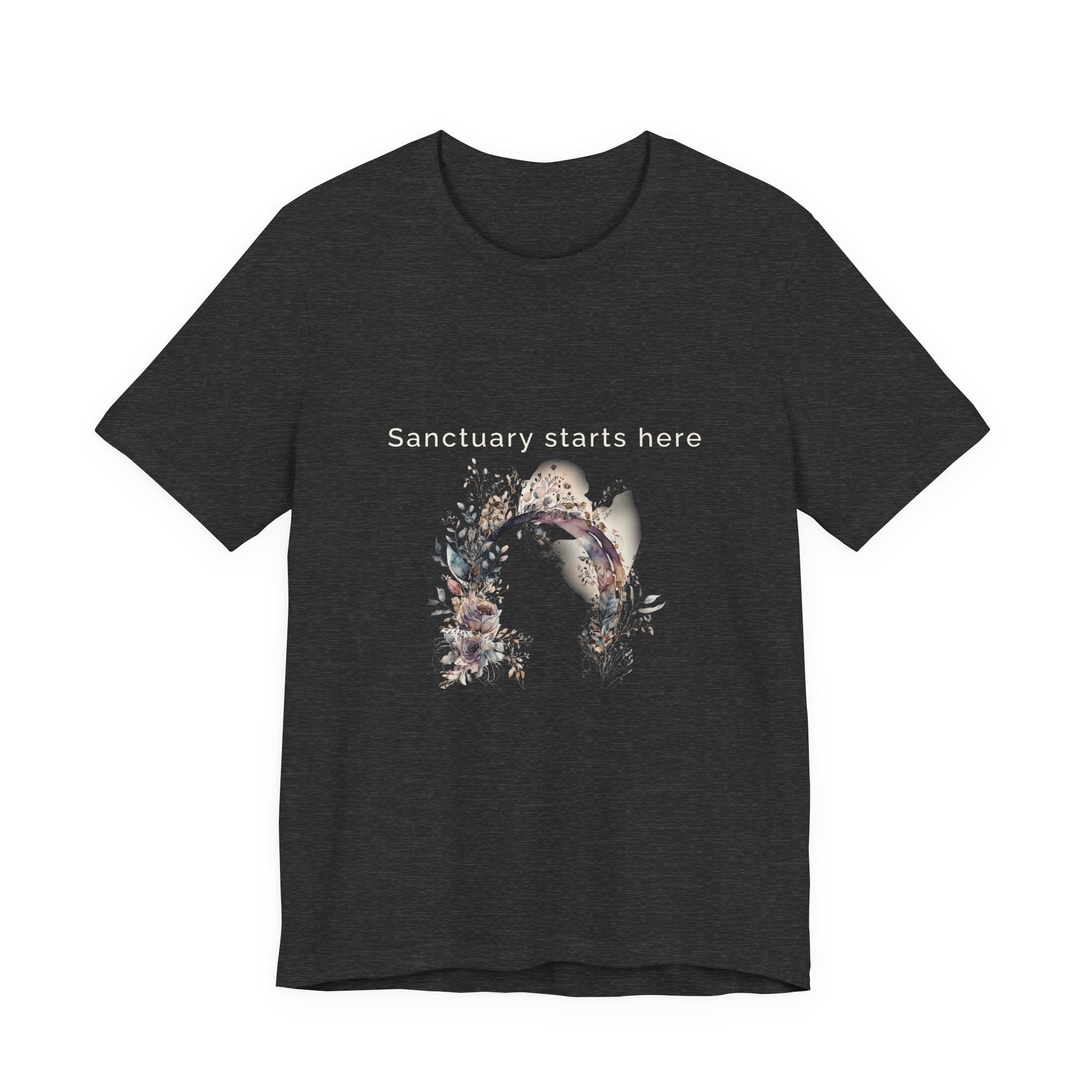 Sanctuary starts here | Women's Motivational Graphic Botanical Arche T-Shirt