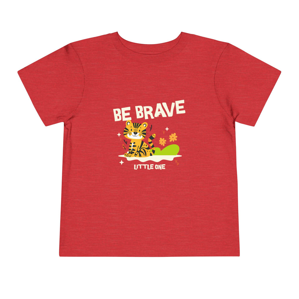 Be Brave Little One | Toddler Motivational Graphic Tiger Floral Garden T-Shirt