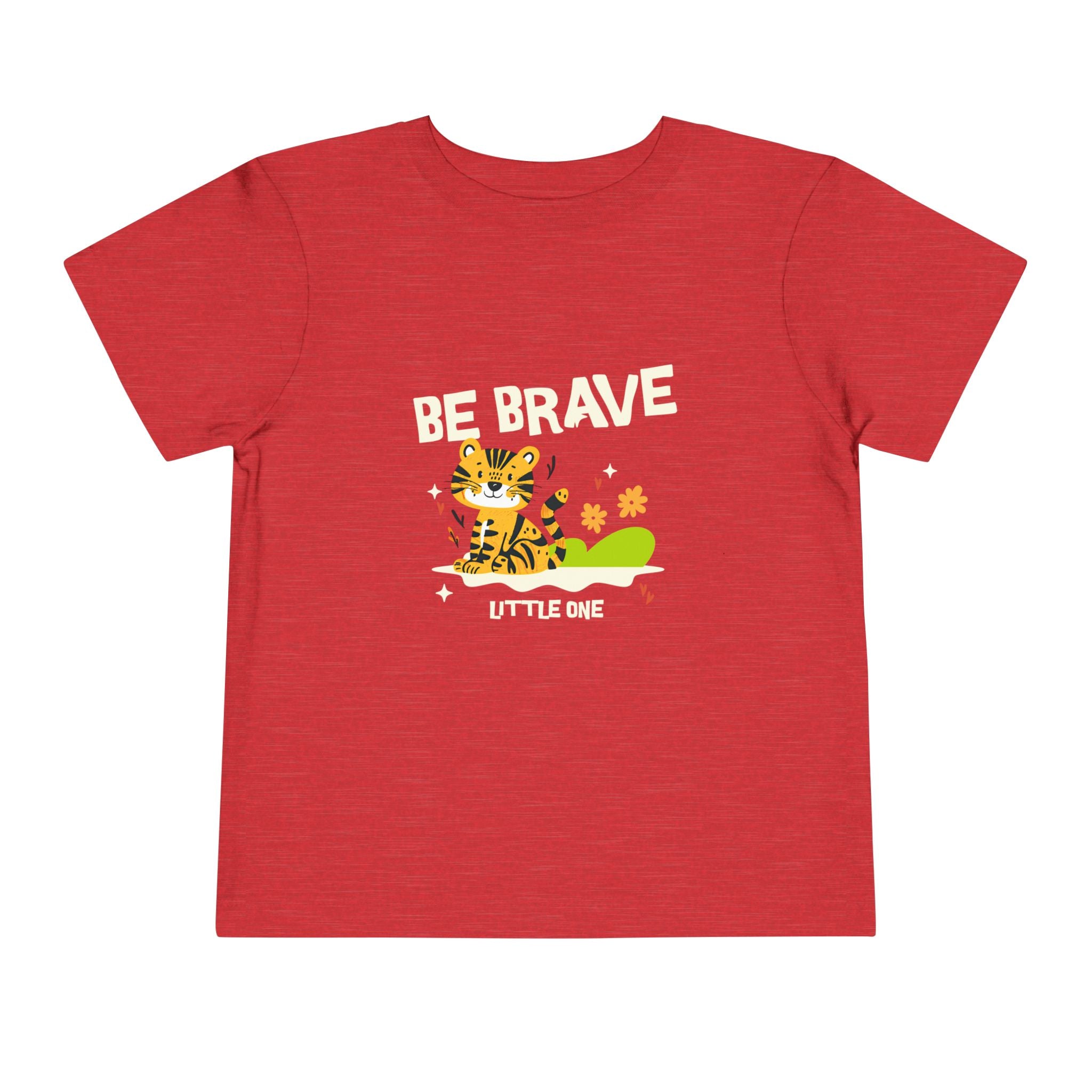 Be Brave Little One | Toddler Motivational Graphic Tiger Floral Garden T-Shirt