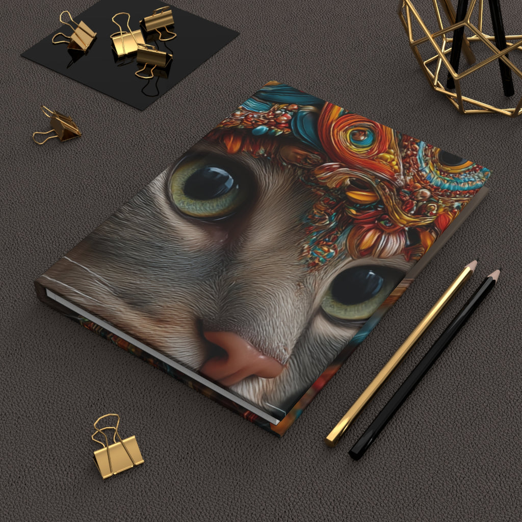 Ornate Cat Hardcover Journal | 3D Jewel Crowned Cat