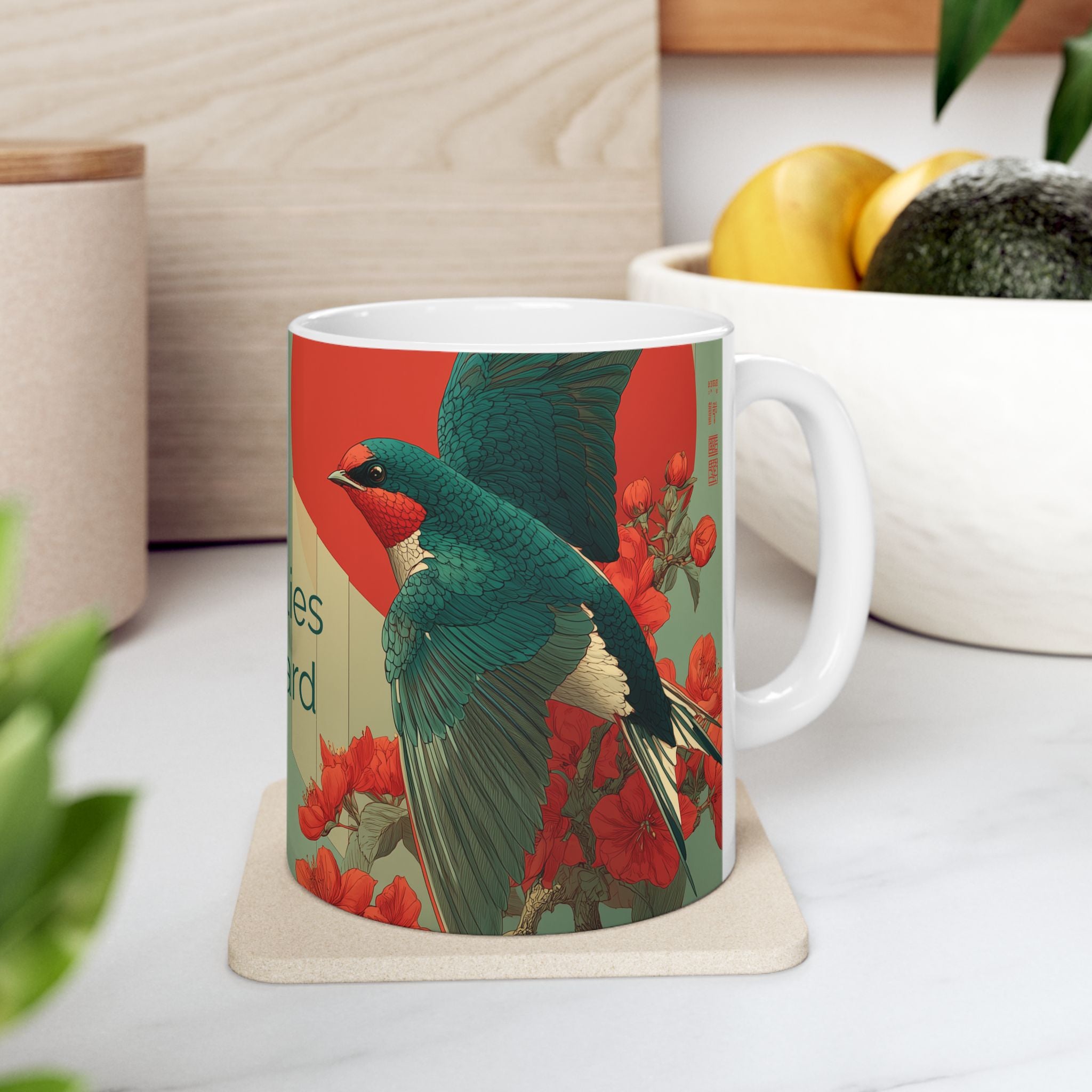 She Flies Forward Ceramic Mug | Motivational Graphic Forward Flight