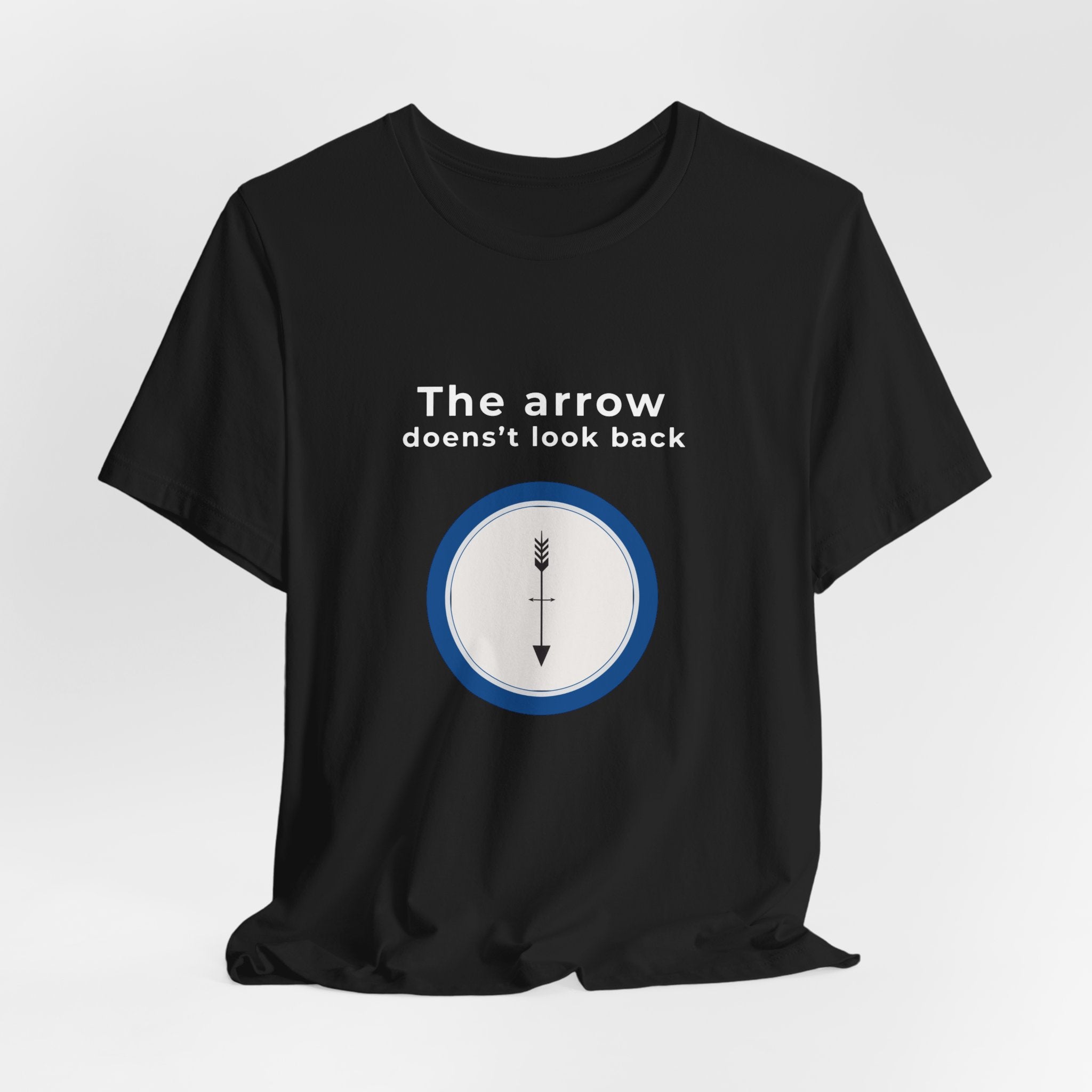 The Arrow Doesn't Look Back | Men's Motivational Graphic Compass Arrow T-Shirt