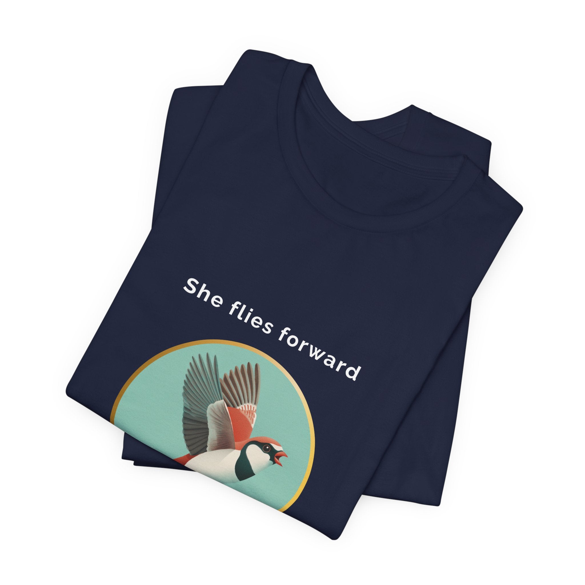 She Flies Forward | Women's Motivational Graphic Green Minimal T-Shirt