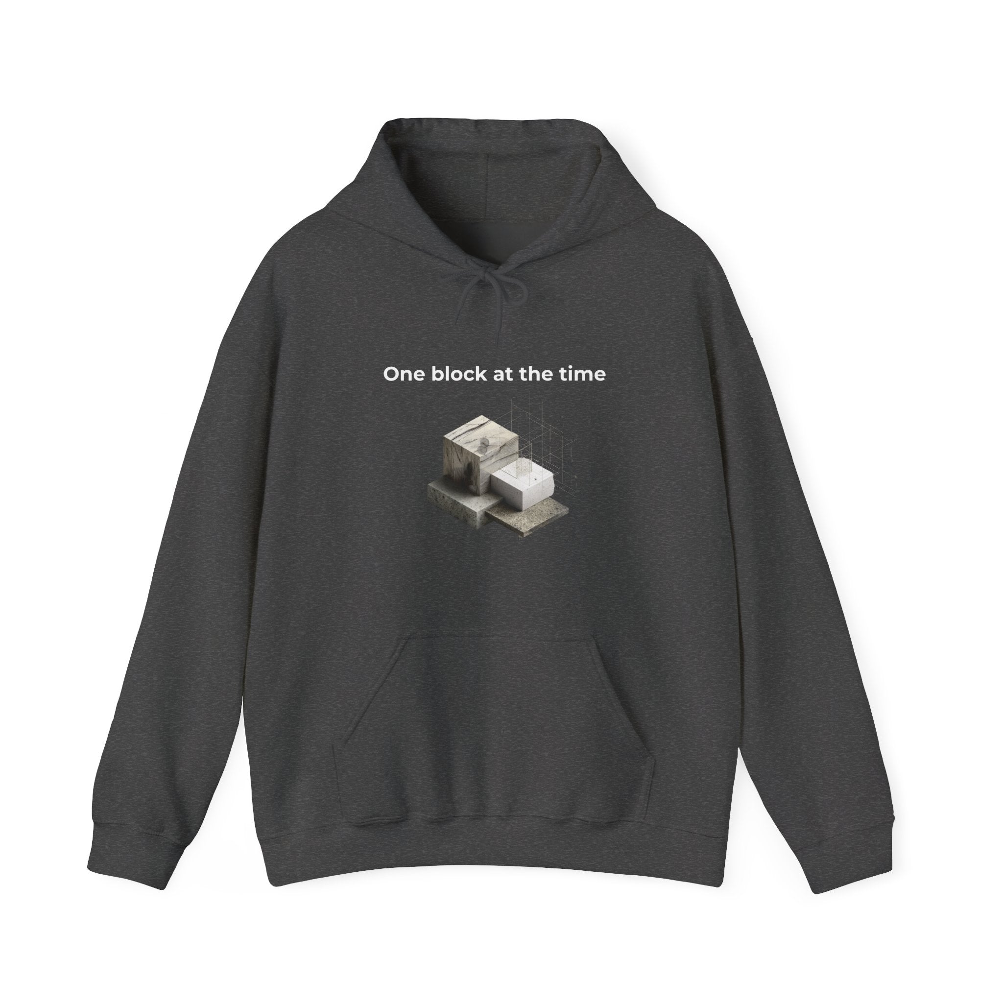 One Block at a Time | Men's Motivational Graphic Builder Hoodie