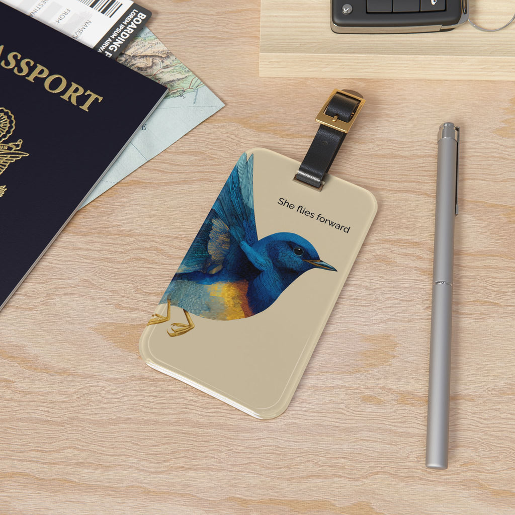 She Flies Forward Luggage Tag | Motivational Graphic Deep Horizon