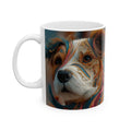 Terrier mix dog in colorful embroidery outfit Ceramic Mug Mug motivational design