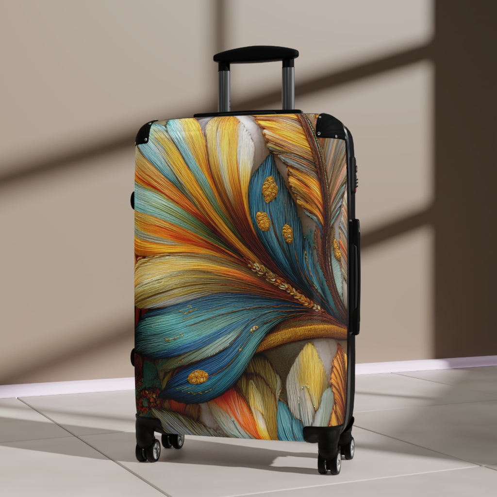 Thread Garden Carry-on Suitcase | 3D Embroidery style Botanical