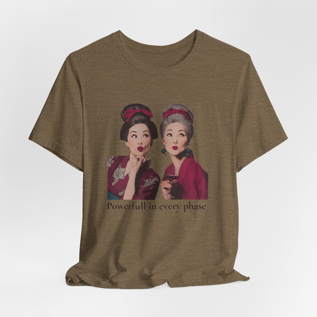 Powerful in Every Phase | Women's Motivational Graphic Vintage Women T-Shirt