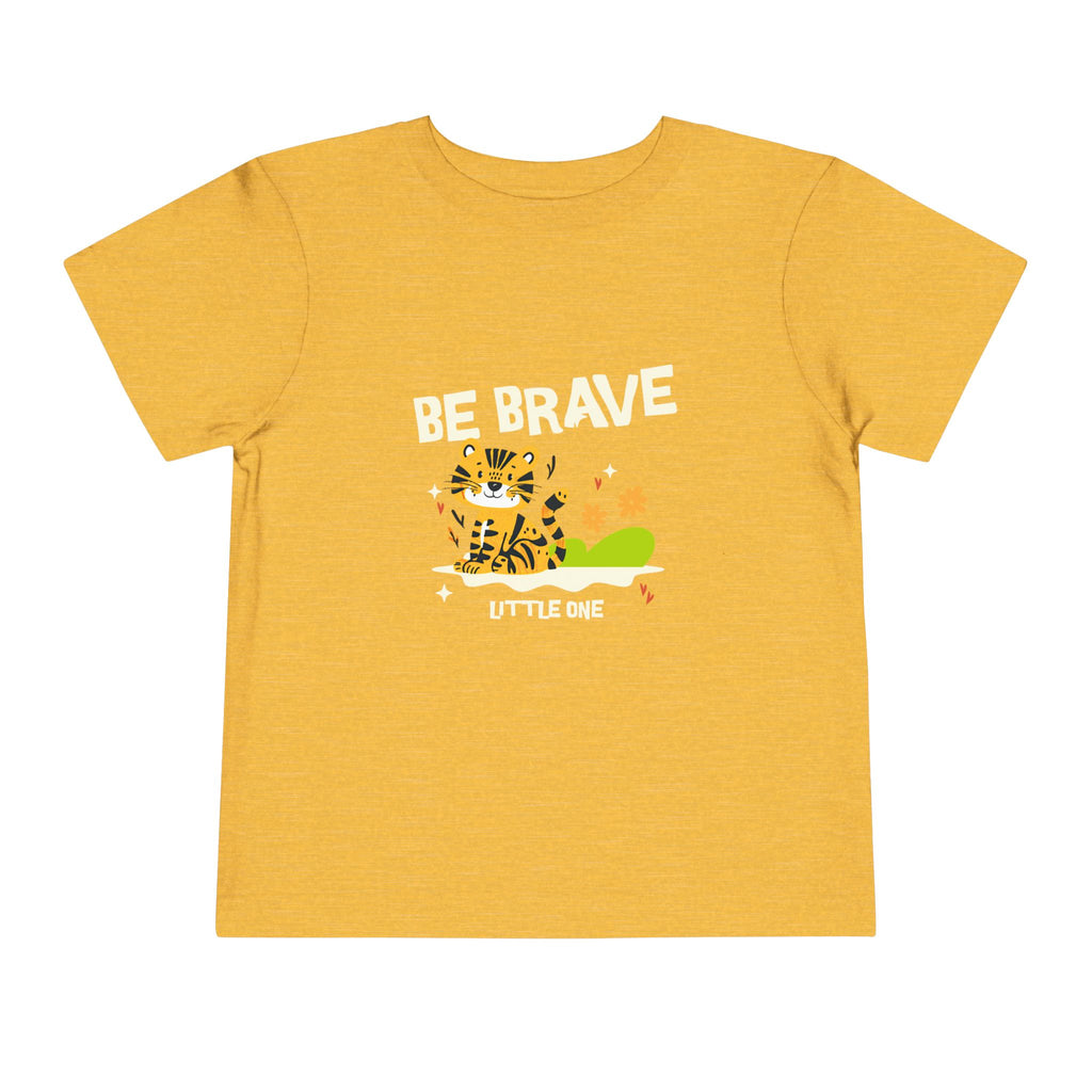 Be Brave Little One | Toddler Motivational Graphic Tiger Floral Garden T-Shirt