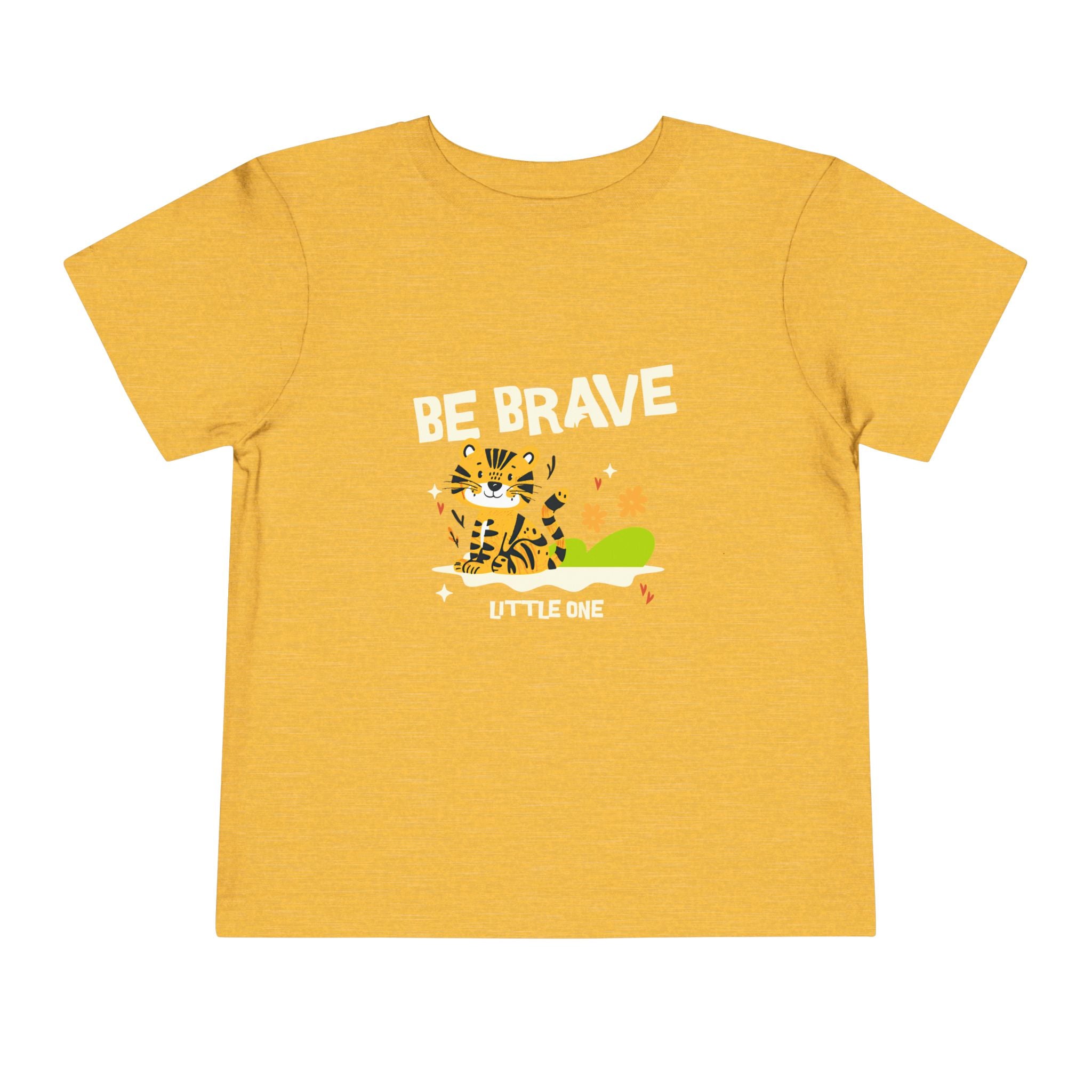 Be Brave Little One | Toddler Motivational Graphic Tiger Floral Garden T-Shirt