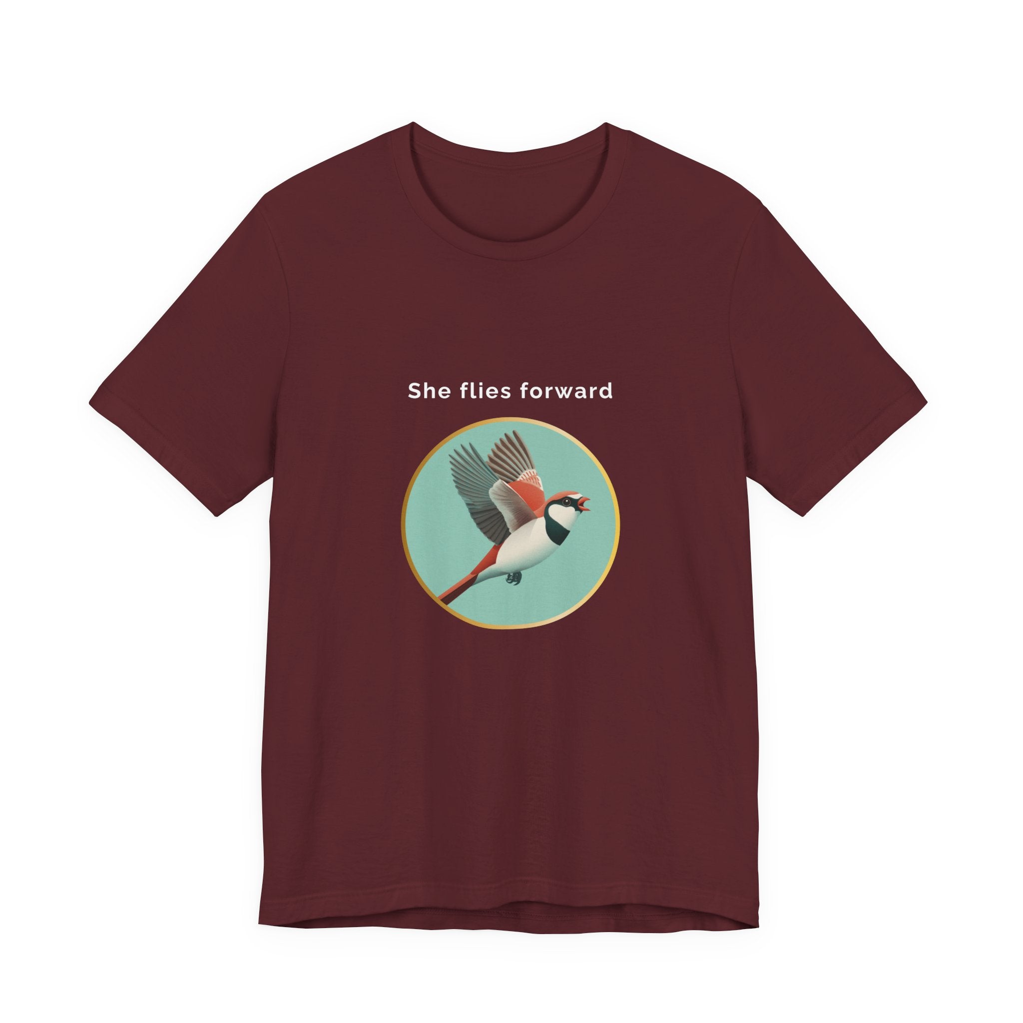 She Flies Forward | Women's Motivational Graphic Green Minimal T-Shirt
