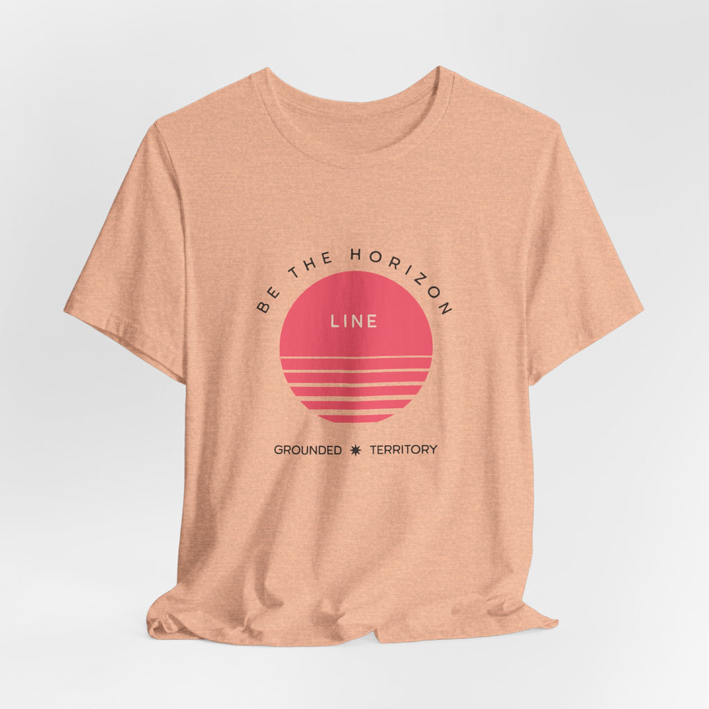 Be the horizon Line | Women's Motivational Graphic Circular Pastel Sunrise T-Shirt