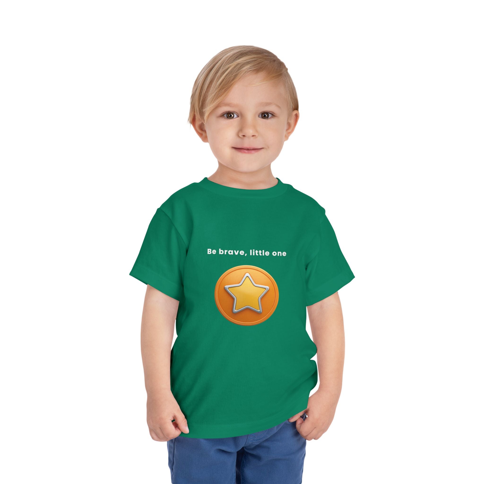Be Brave Little One | Toddler Motivational Graphic Golden Star Badge T-Shirt