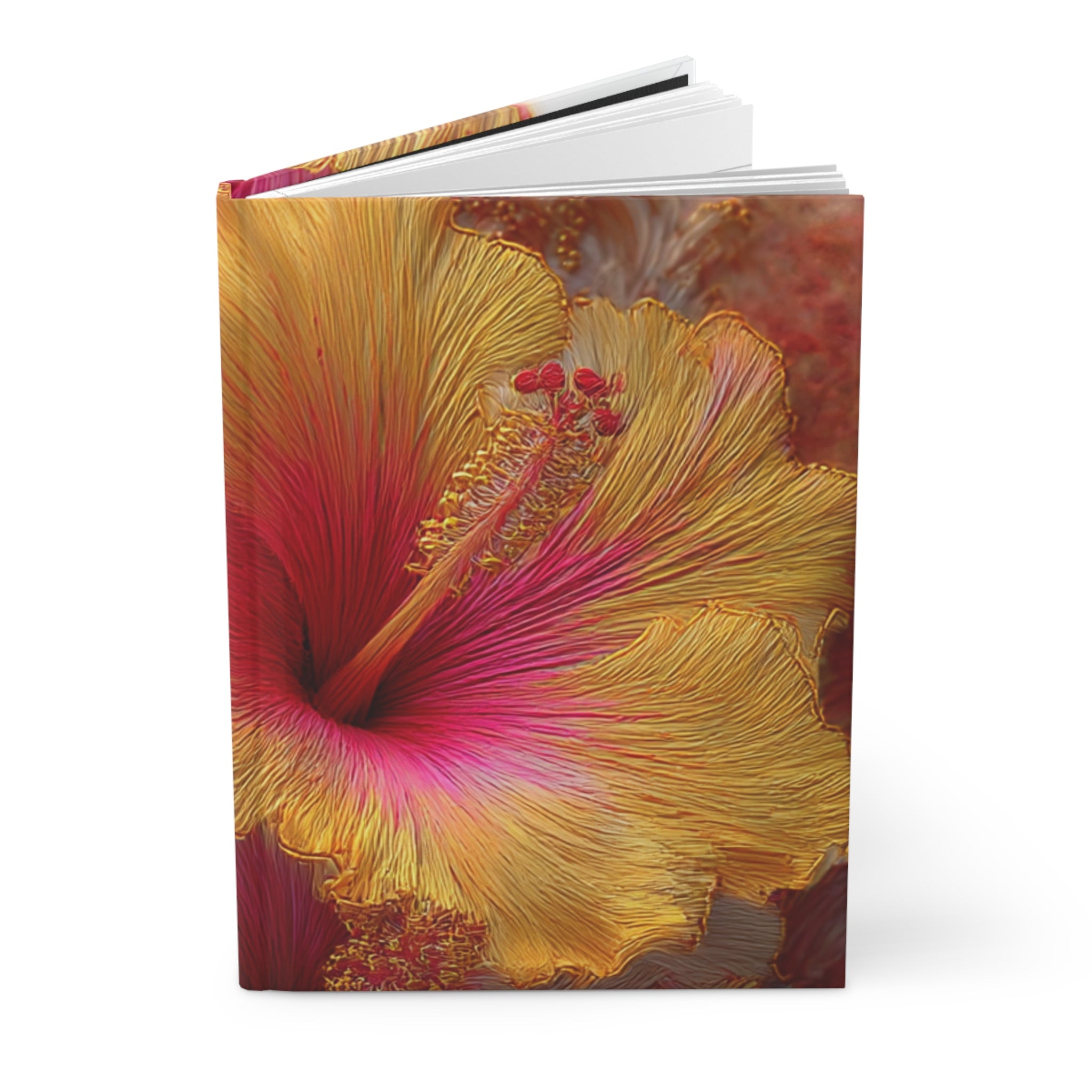 Hibiscus Flower Hardcover Journal | 3D Embroidery Style