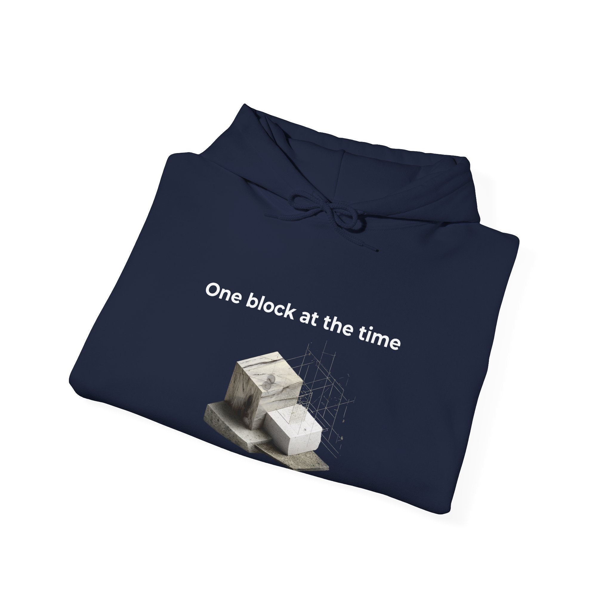 One Block at a Time | Men's Motivational Graphic Builder Hoodie