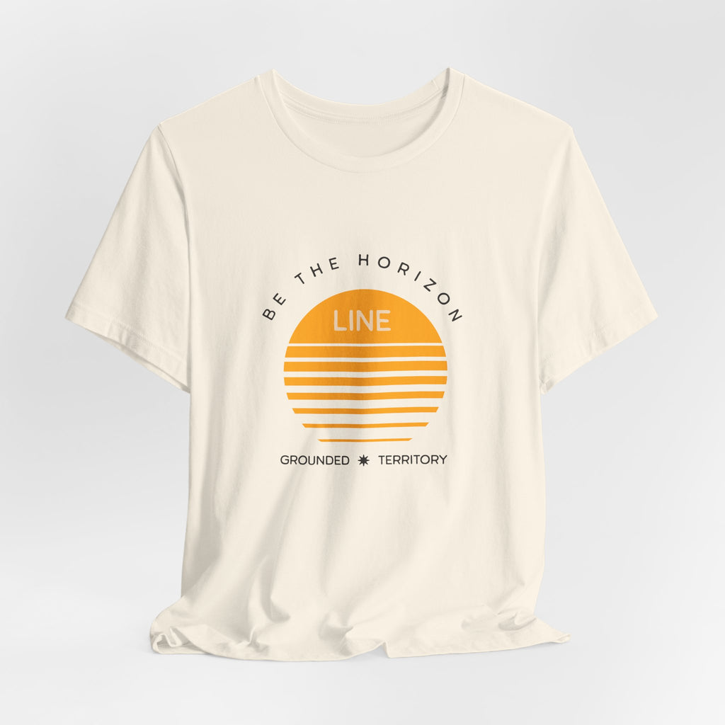 Be the horizon Line | Women's Motivational Graphic Circular Amber Wave Sunrise T-Shirt