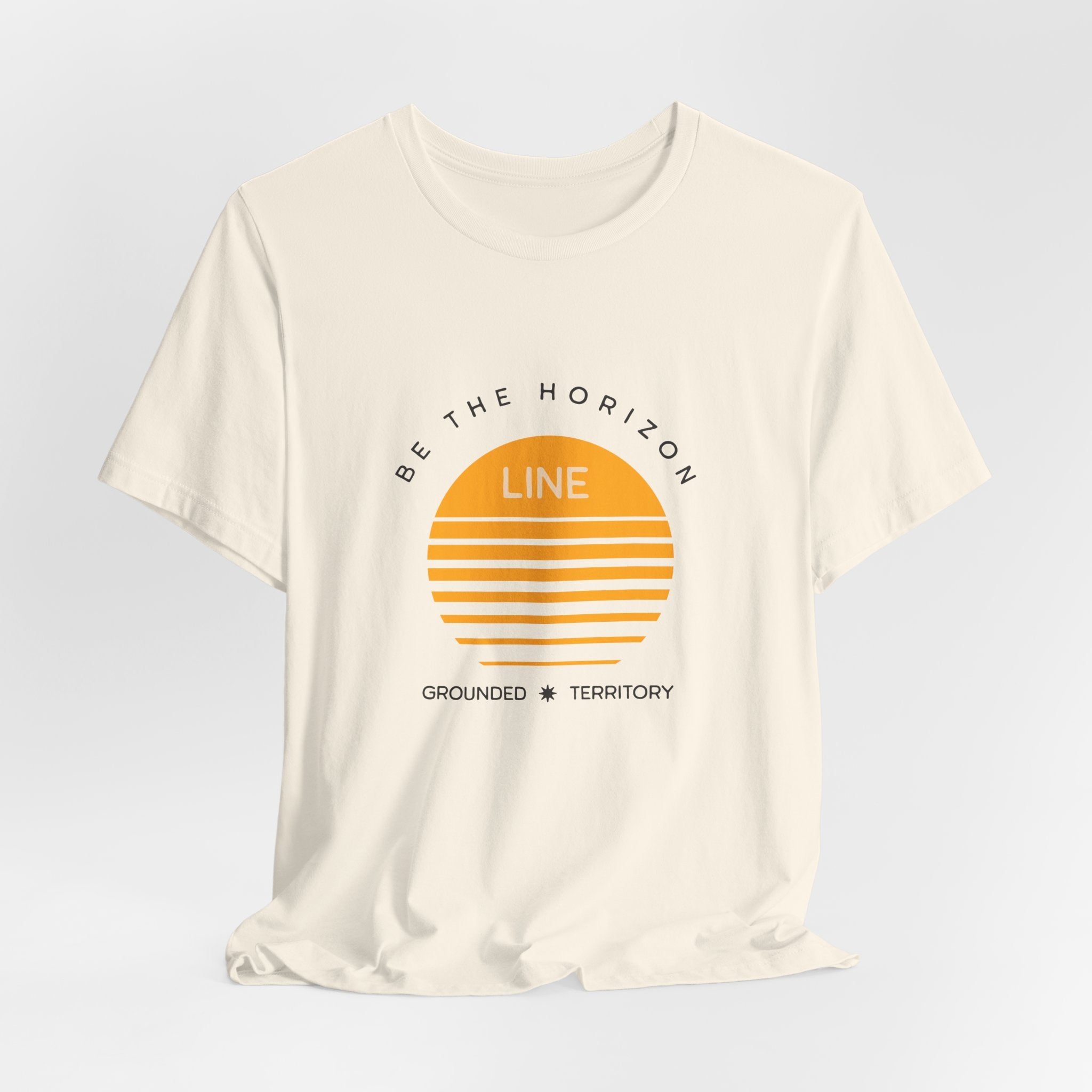 Be the horizon Line | Women's Motivational Graphic Circular Amber Wave Sunrise T-Shirt