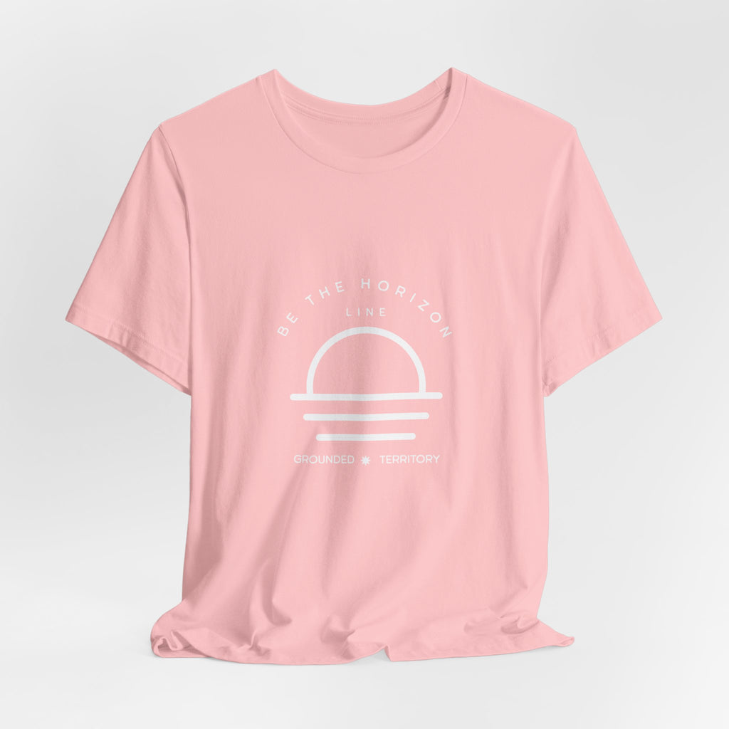 Be the horizon Line | Women's Motivational Graphic Minimalistic White Ocean Sunrise T-Shirt