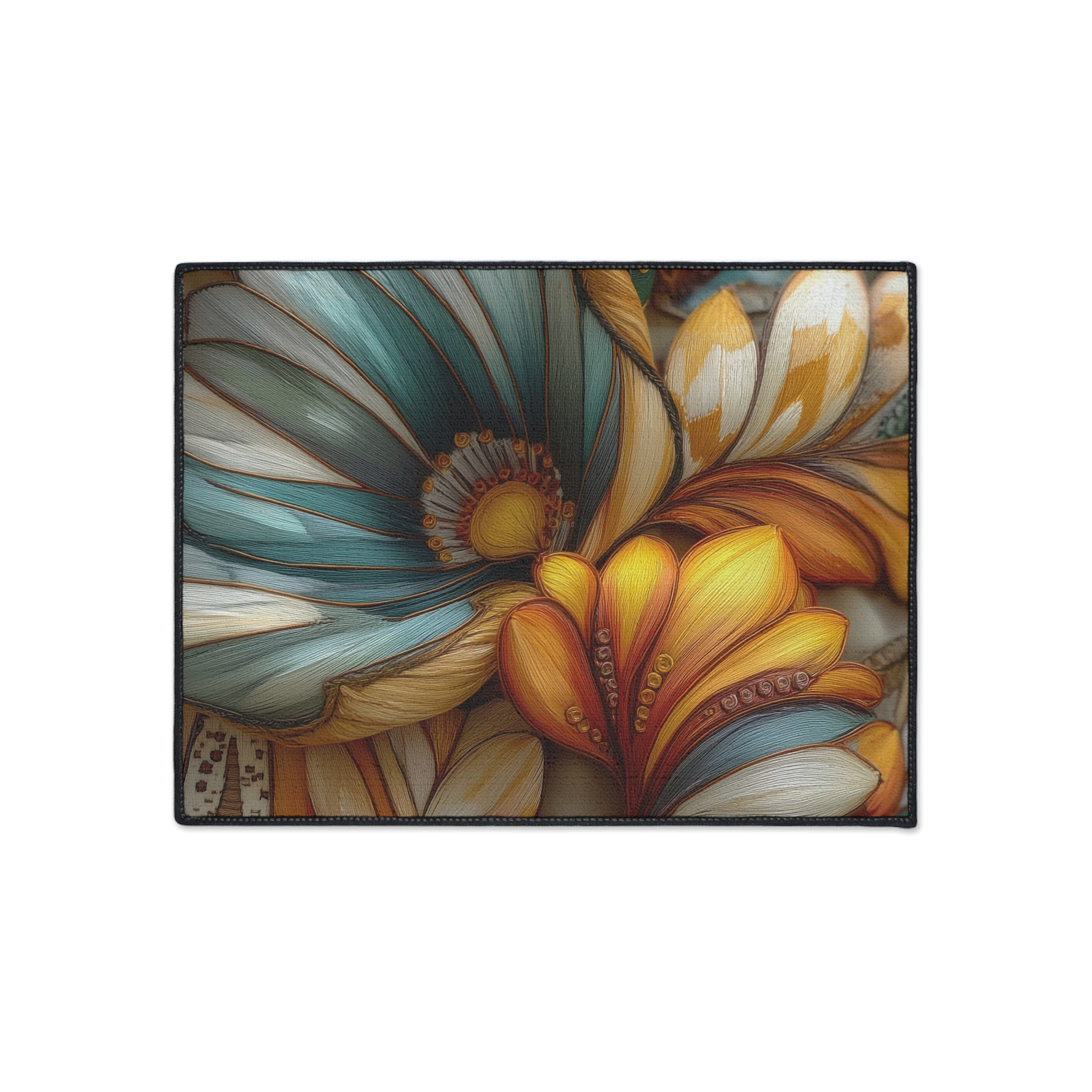 Sculpted Bloom Heavy Duty Floor Mat | 3D Embroidery style Botanical