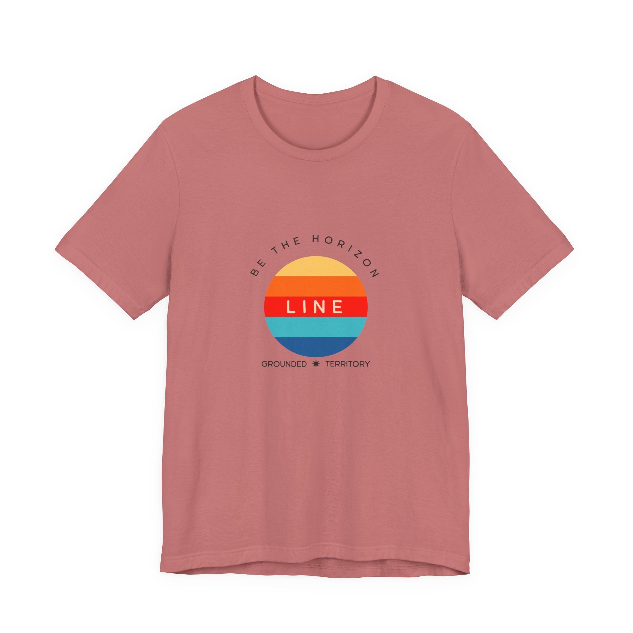 Be the horizon Line | Women's Motivational Graphic Circular Vintage Colour Sunrise T-Shirt