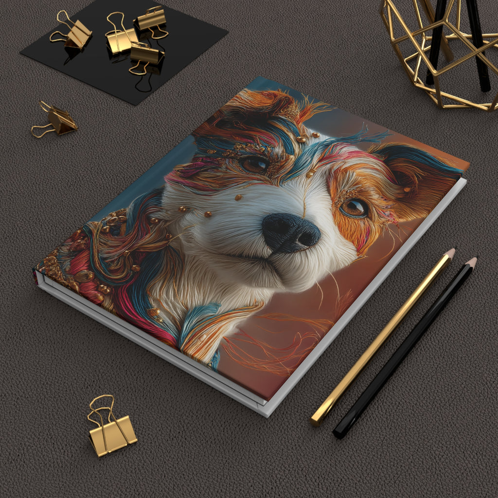 Terrier Mix Hardcover Journal | 3D Embroidery Style