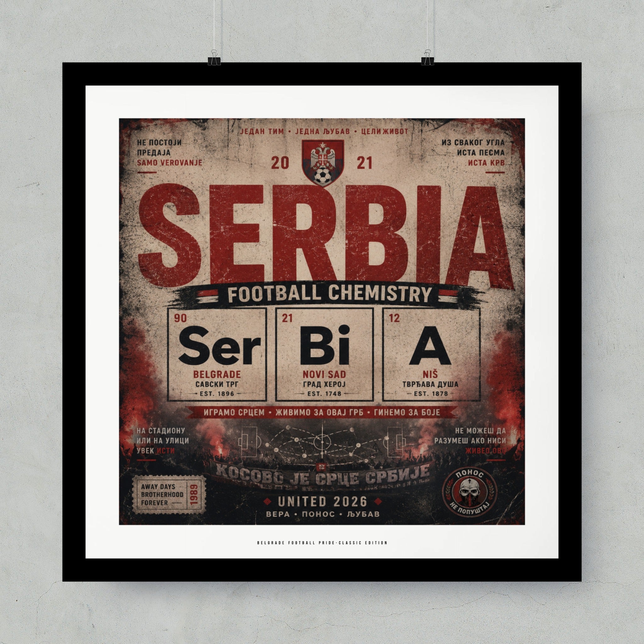Serbia Football Chemistry 2021 graphic with Belgrade, Novi Sad, and Niš details.