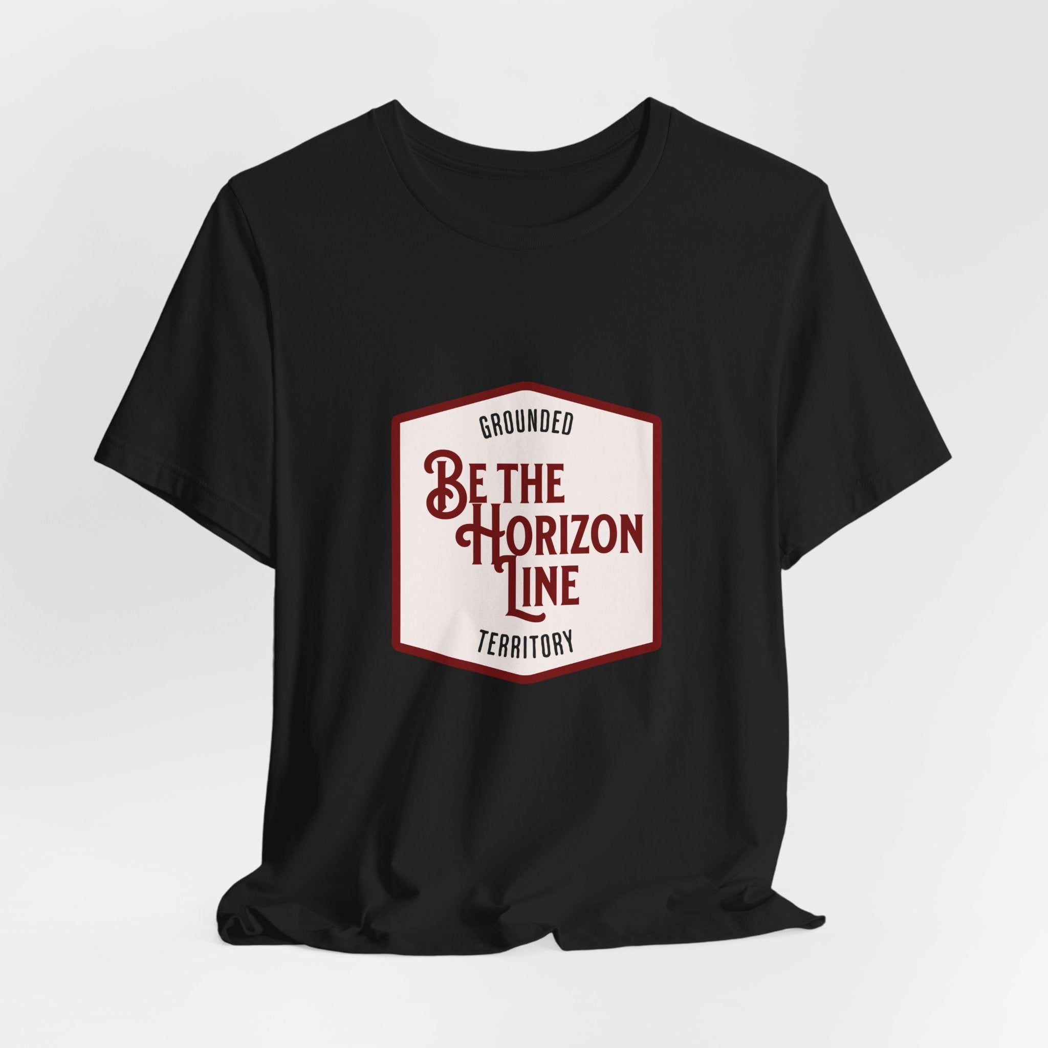 Be the horizon Line | Women's Motivational Graphic Shield Style Emblem T-Shirt
