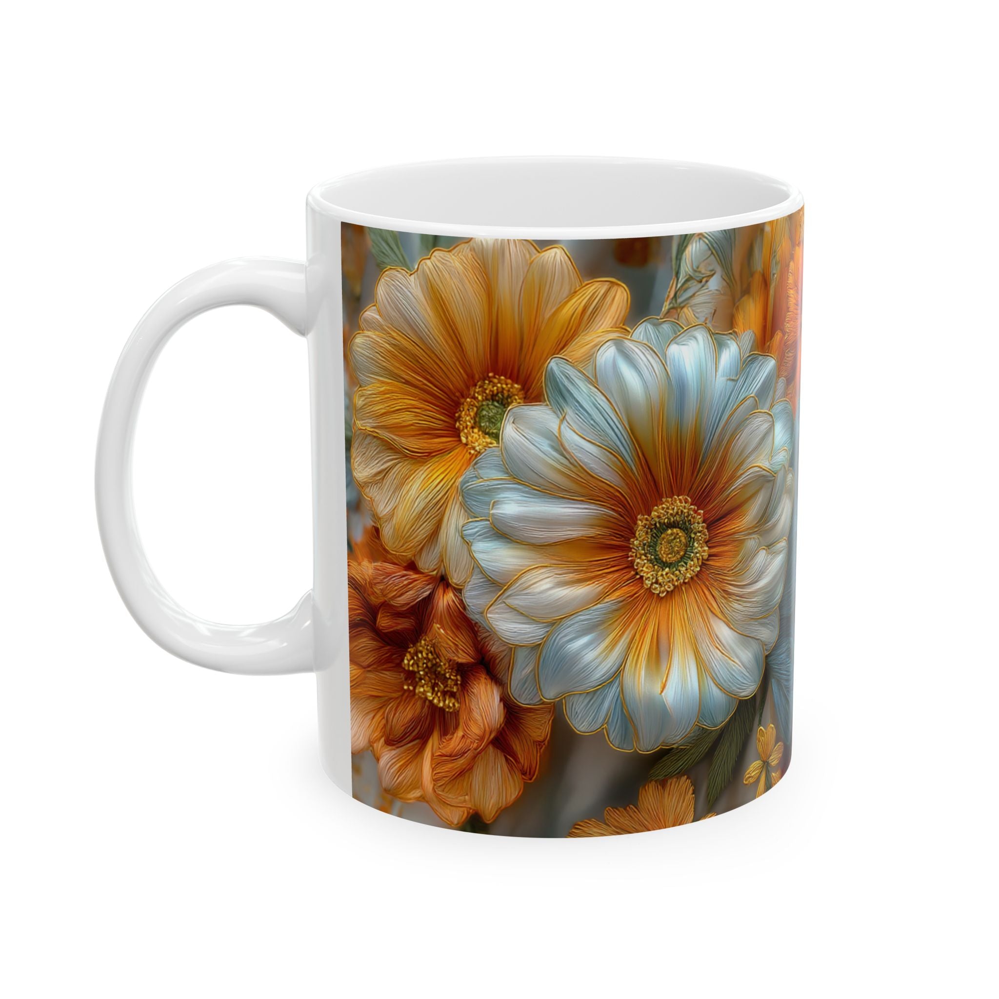 Thread Garden Mug - 3D embroidery-style Botanical Mug motivational design