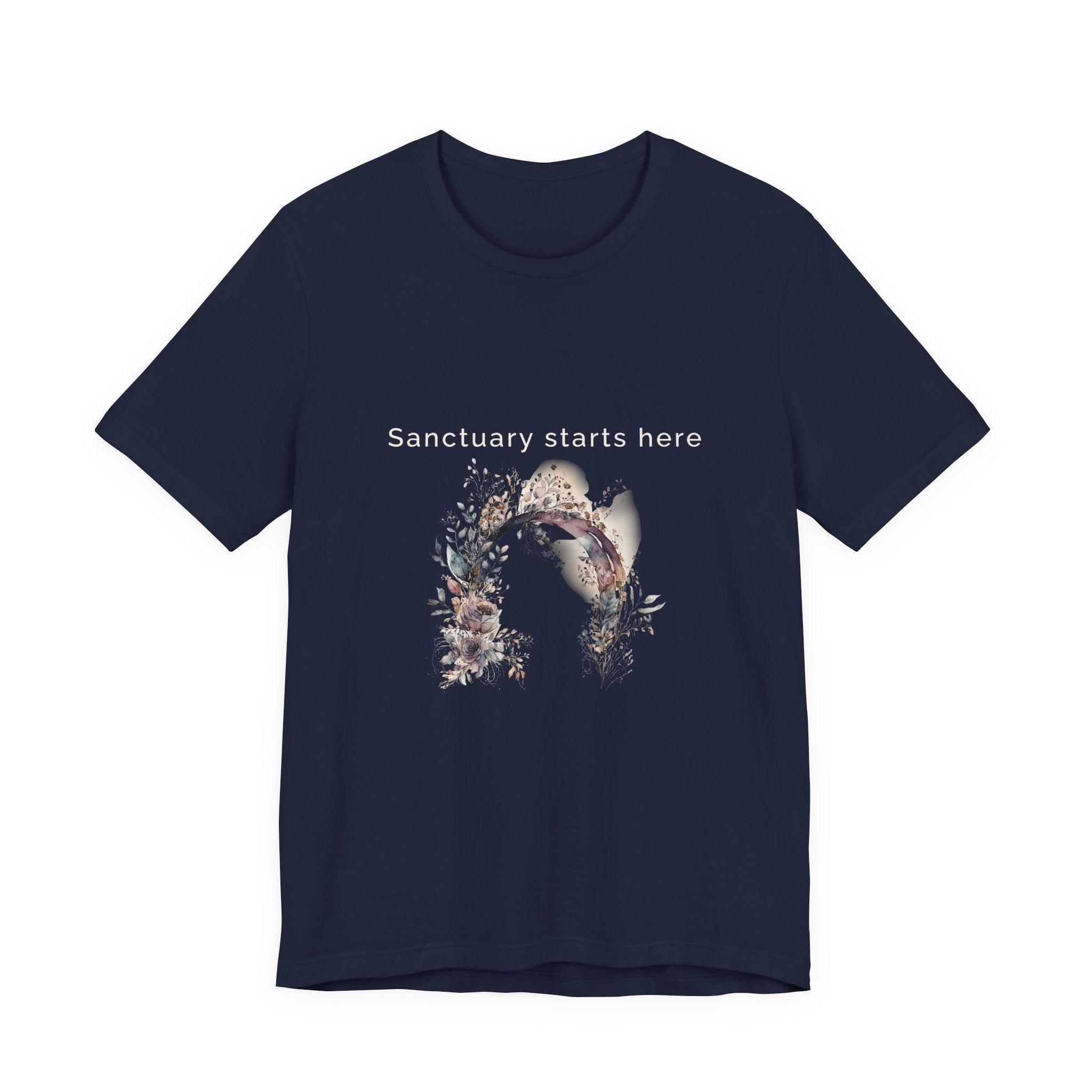 Sanctuary starts here | Women's Motivational Graphic Botanical Arche T-Shirt