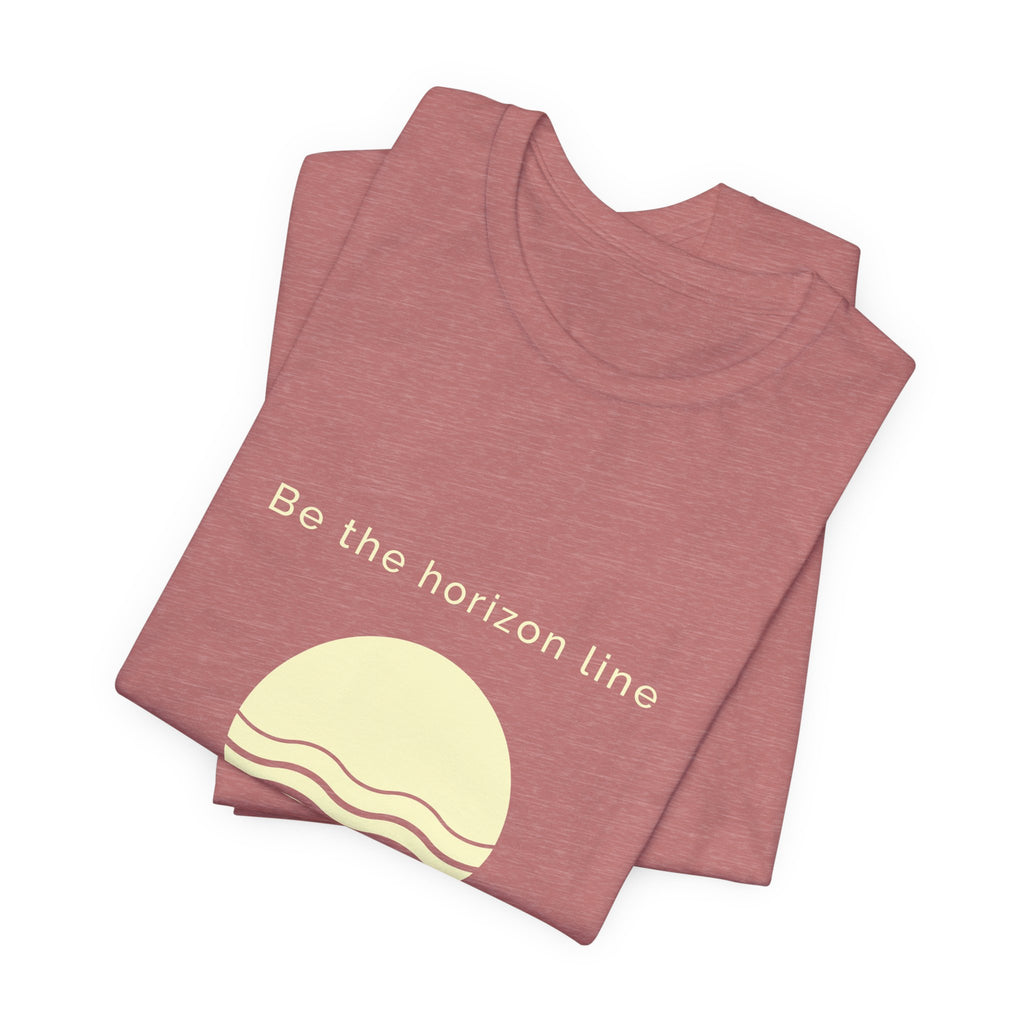 Be the horizon Line | Women's Motivational Graphic Circular Yellow Wave Sunrise T-Shirt