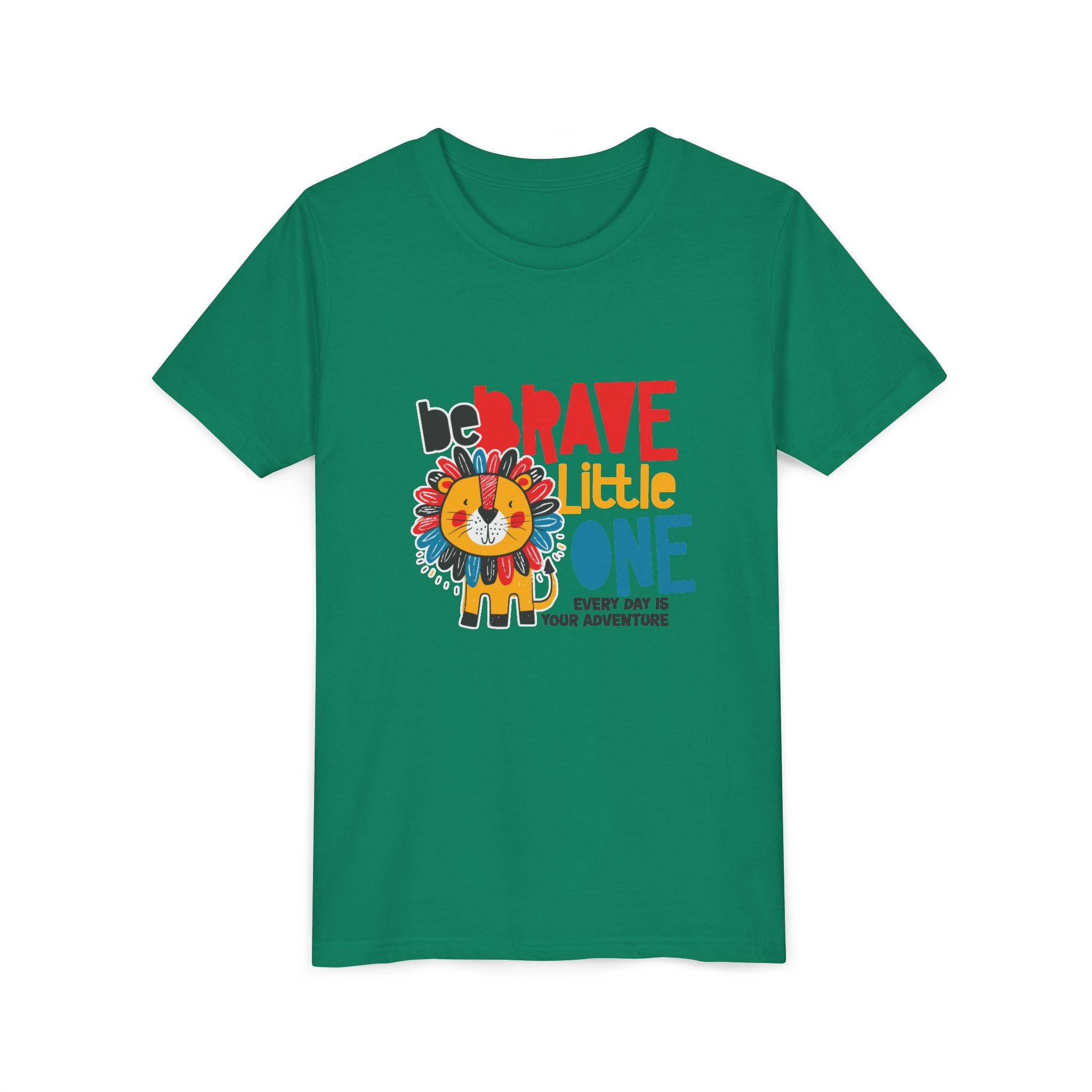 Be Brave Little One | Kids Motivational Graphic Cute Colourful Lion T-Shirt