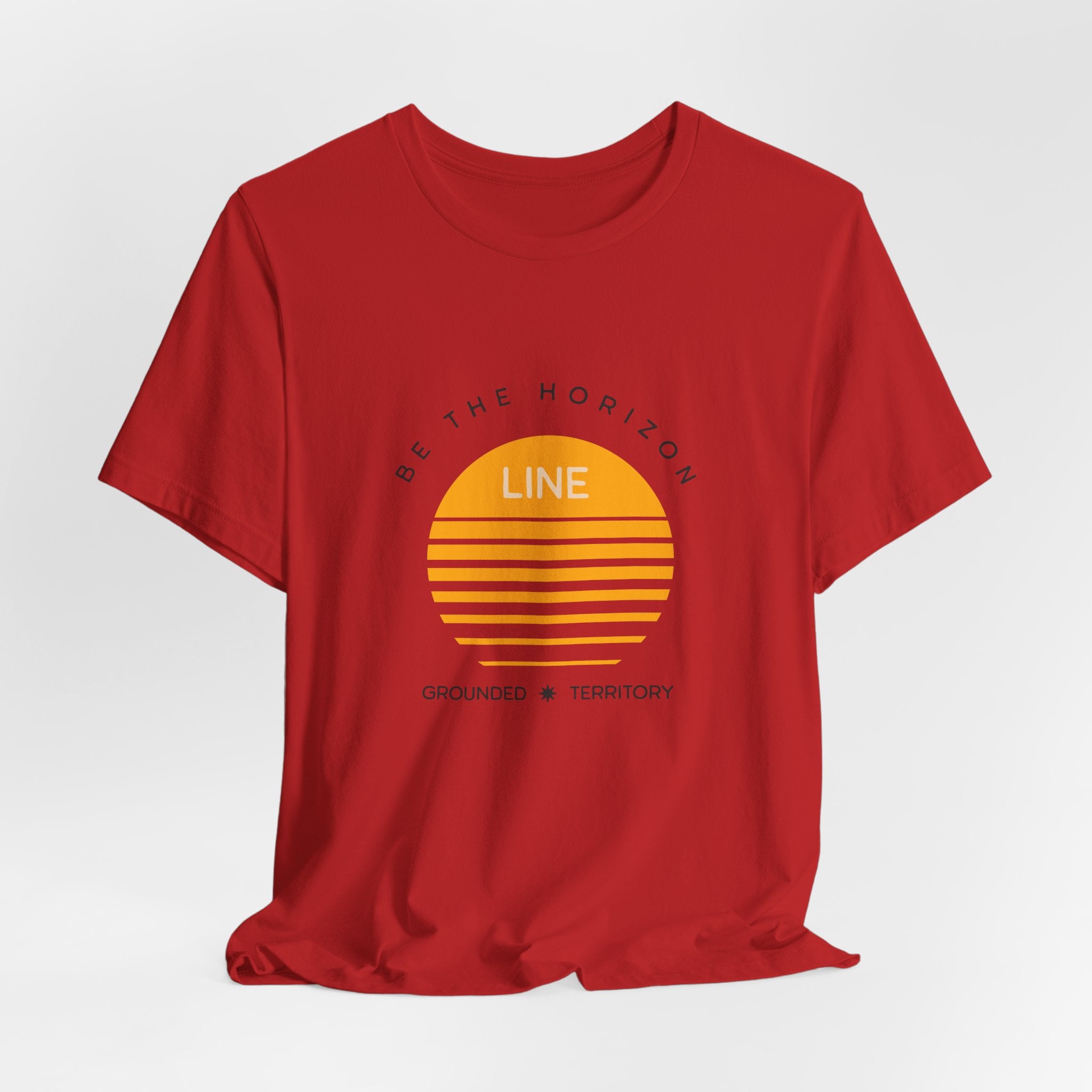 Be the horizon Line | Women's Motivational Graphic Circular Amber Wave Sunrise T-Shirt