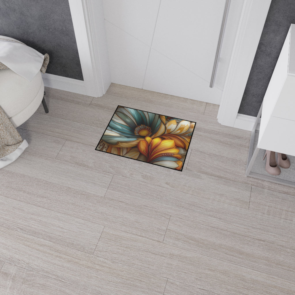 Sculpted Bloom Heavy Duty Floor Mat | 3D Embroidery style Botanical