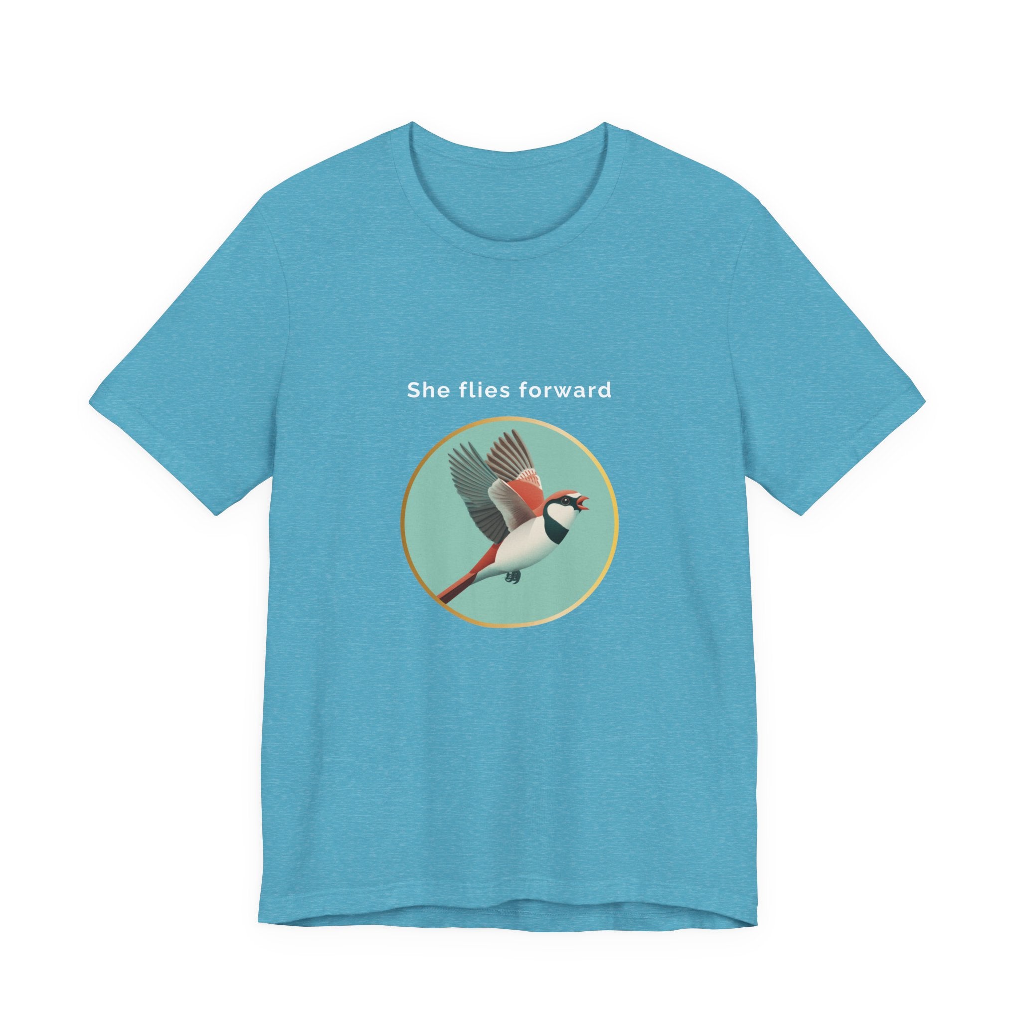 She Flies Forward | Women's Motivational Graphic Green Minimal T-Shirt