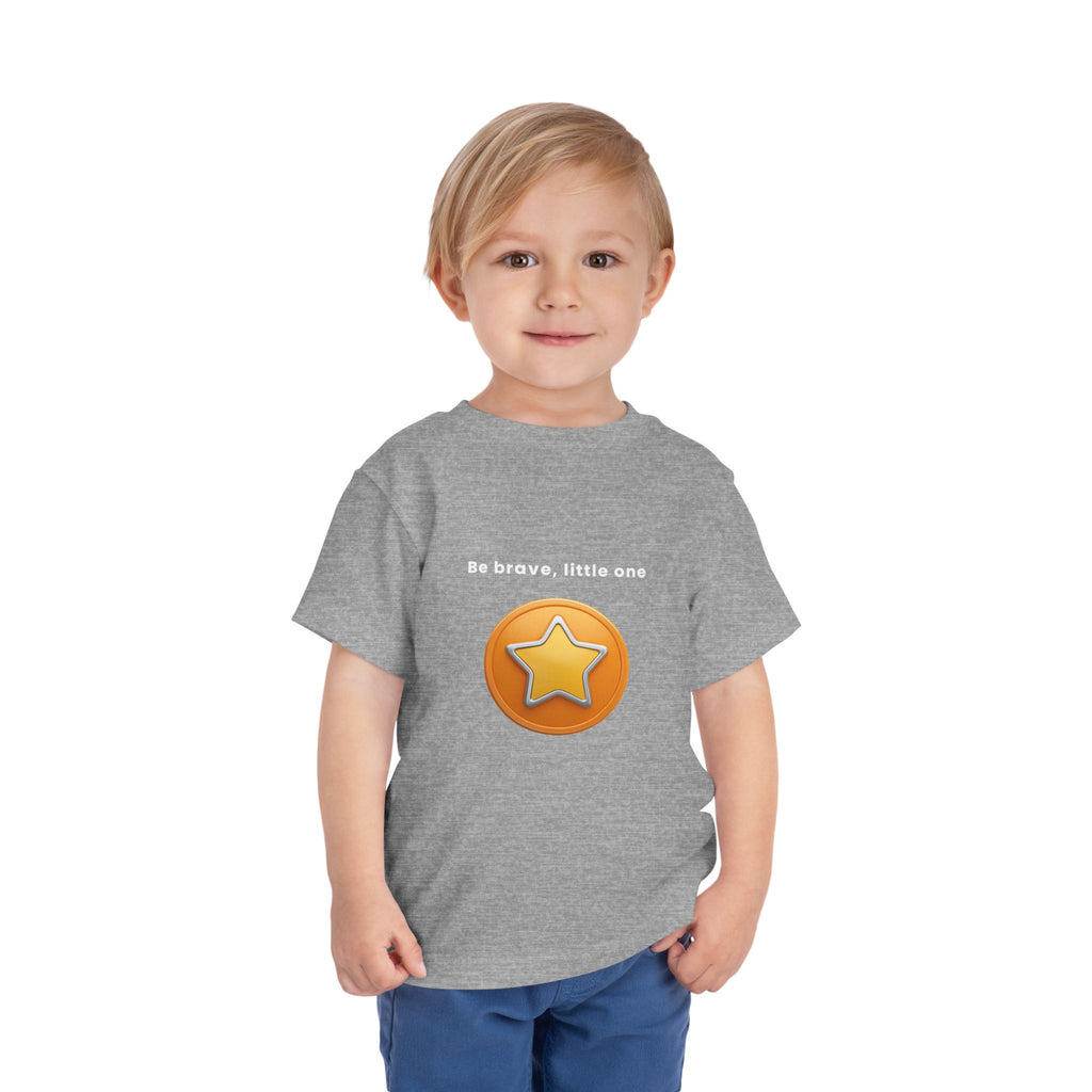 Be Brave Little One | Toddler Motivational Graphic Golden Star Badge T-Shirt