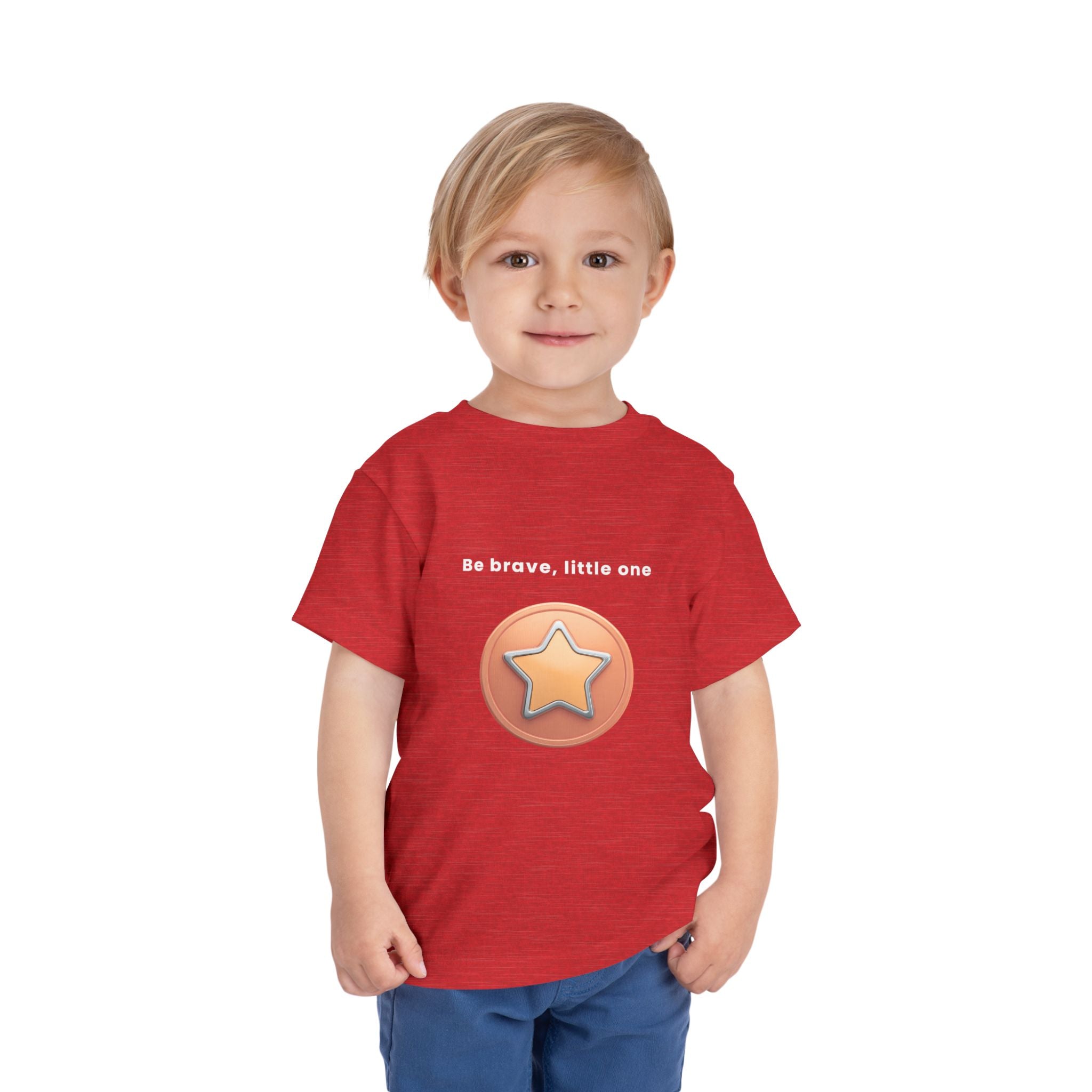 Be Brave Little One | Toddler Motivational Graphic Bronze Star Badge T-Shirt