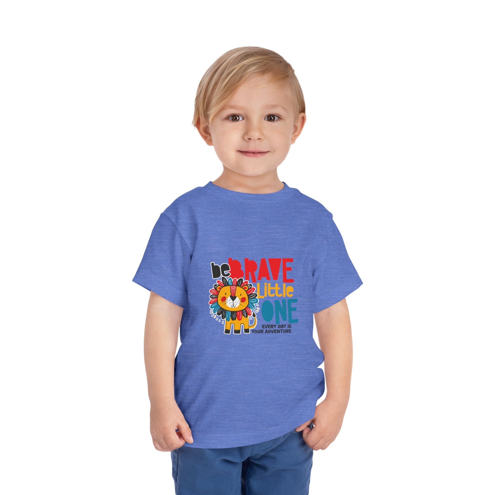 Be Brave Little One | Toddler Motivational Graphic Cute Colourful Lion T-Shirt
