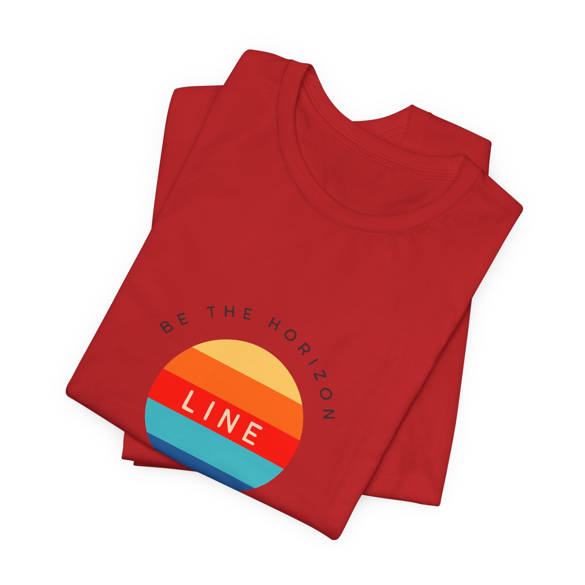 Be the horizon Line | Women's Motivational Graphic Circular Vintage Colour Sunrise T-Shirt