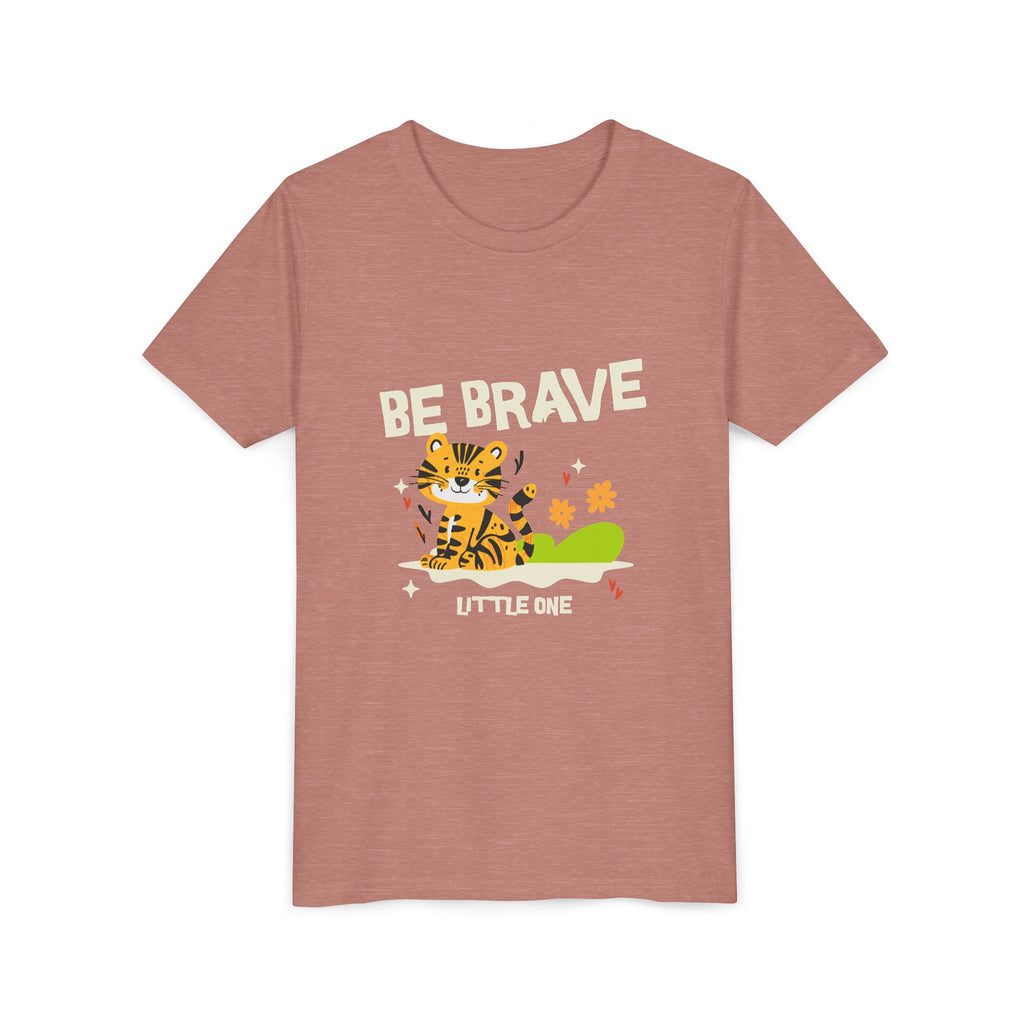 Be Brave Little One | Kids Motivational Graphic Tiger Floral Garden T-Shirt