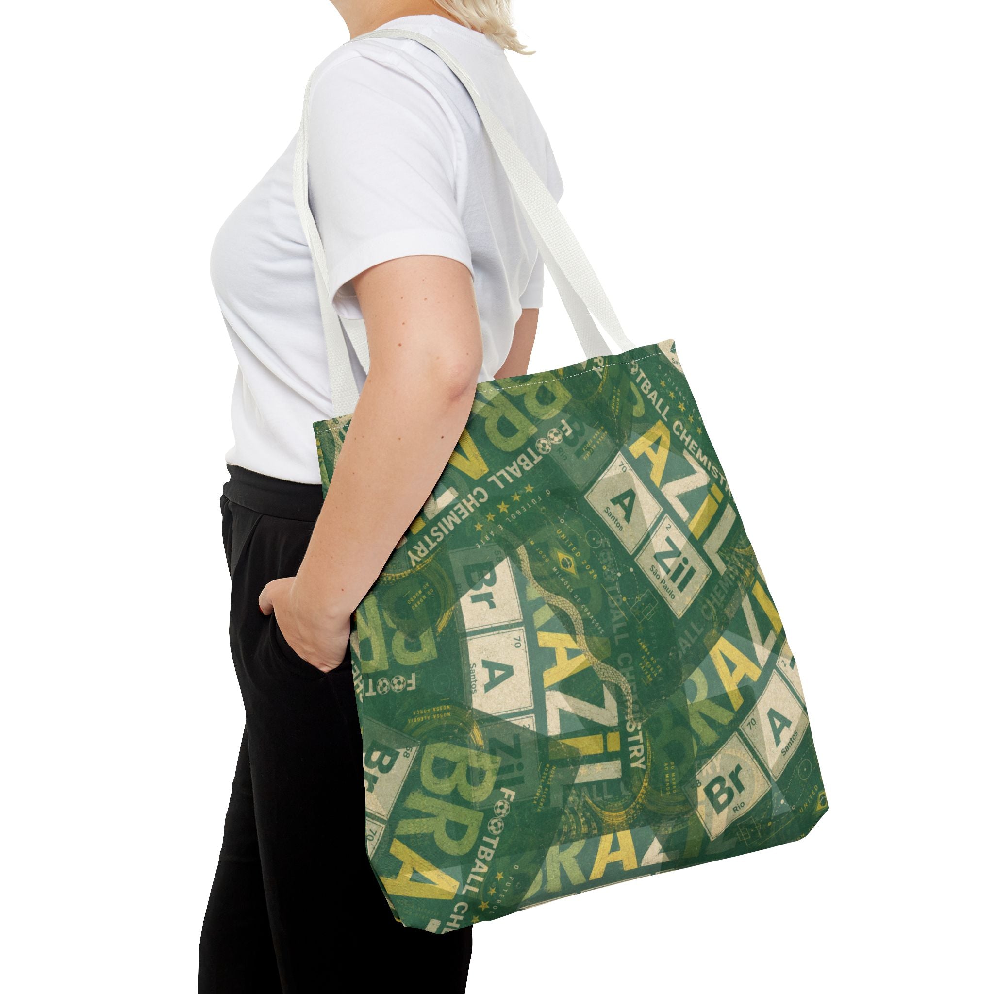 Brazil Football Tote Bag | Green, gold, and chemistry.